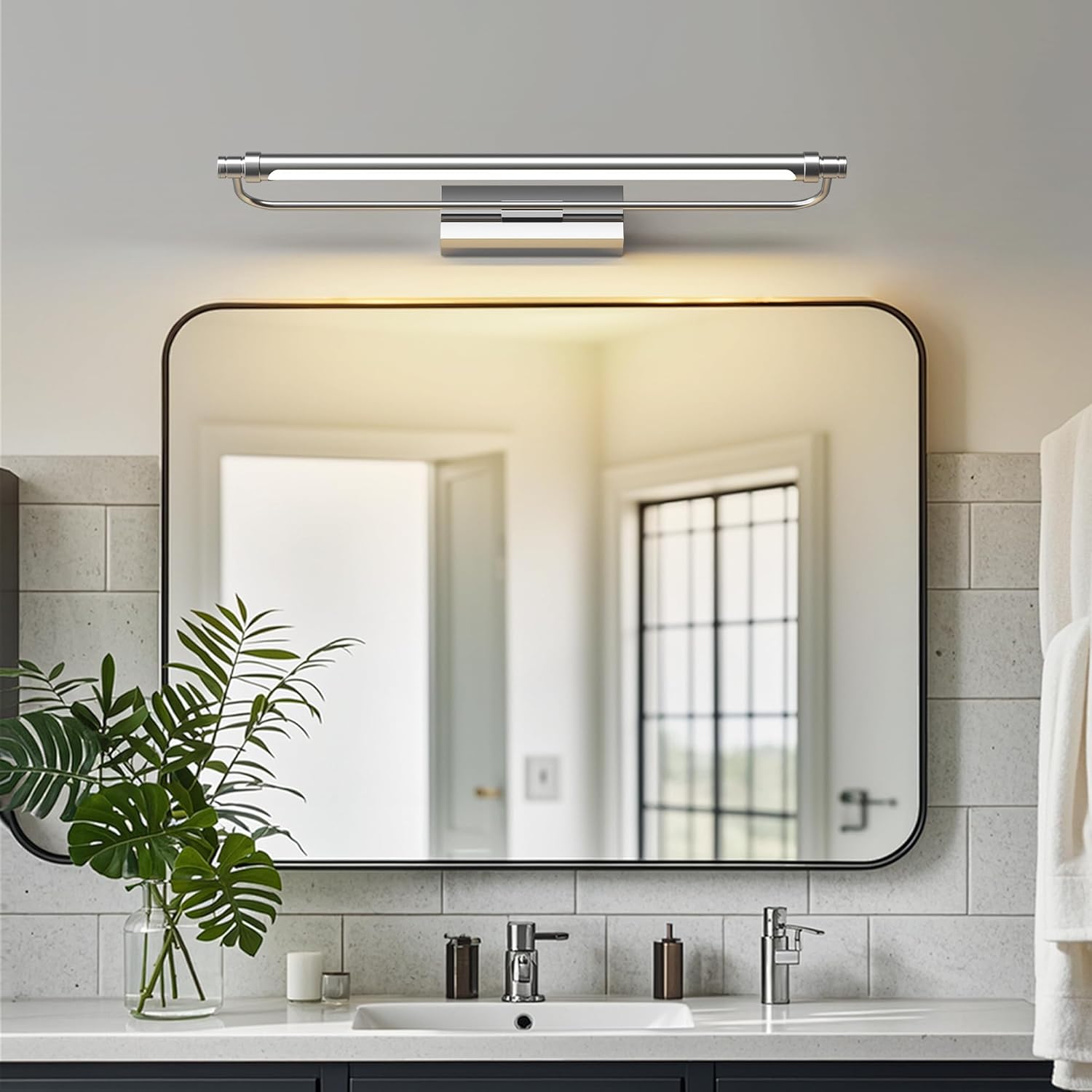 Thumbnail 1 de Pasoar LED Spiegelleuchte Bad 60cm 18W IP44 – 1320 lm, 4000K, 180° Drehbar, Chrom