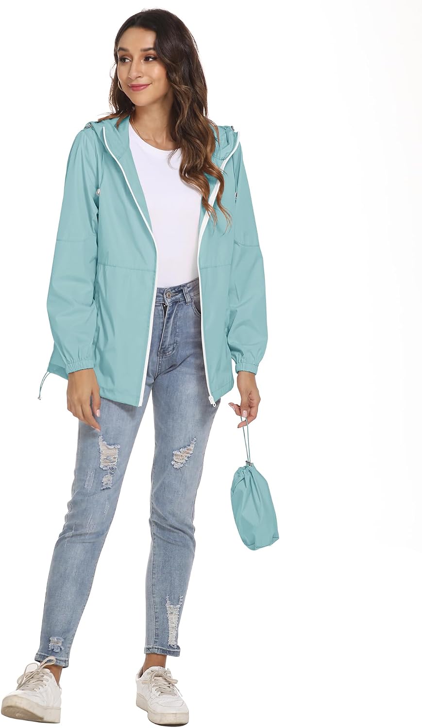 Detalle 2 de TCOT Women’s Waterproof Rain Jacket Windbreaker (Packable Portable Rain Coat)
