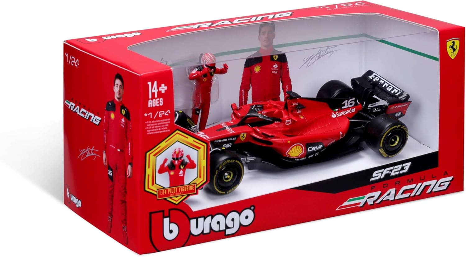 Thumbnail 2 de Bburago Ferrari SF-23 Charles Leclerc 1:24 Gift Set