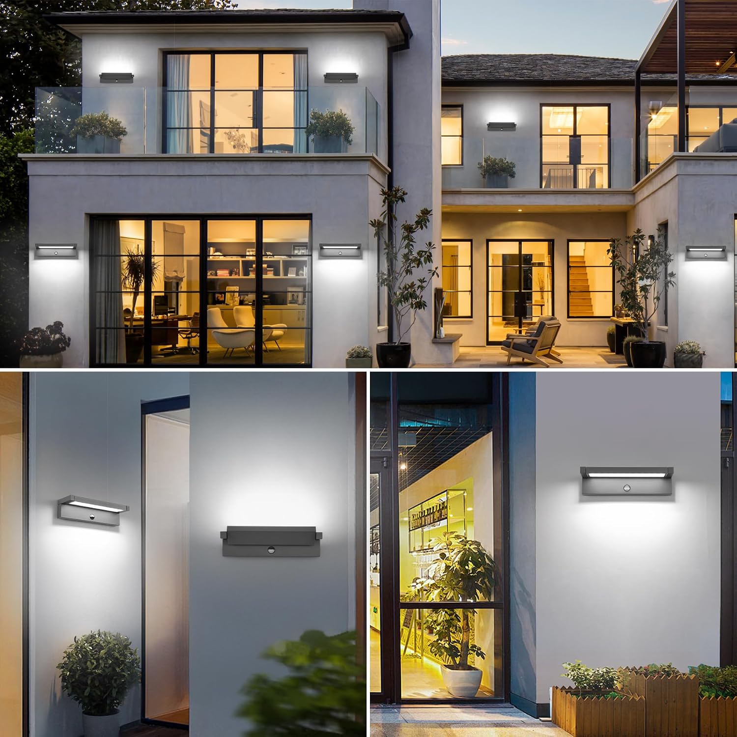 Detalle de LED Wandlampe außen mit Bewegungsmelder – 36 W IP65, schwenkbares Panel (6500 K, 2800 lm), dunkelgrau