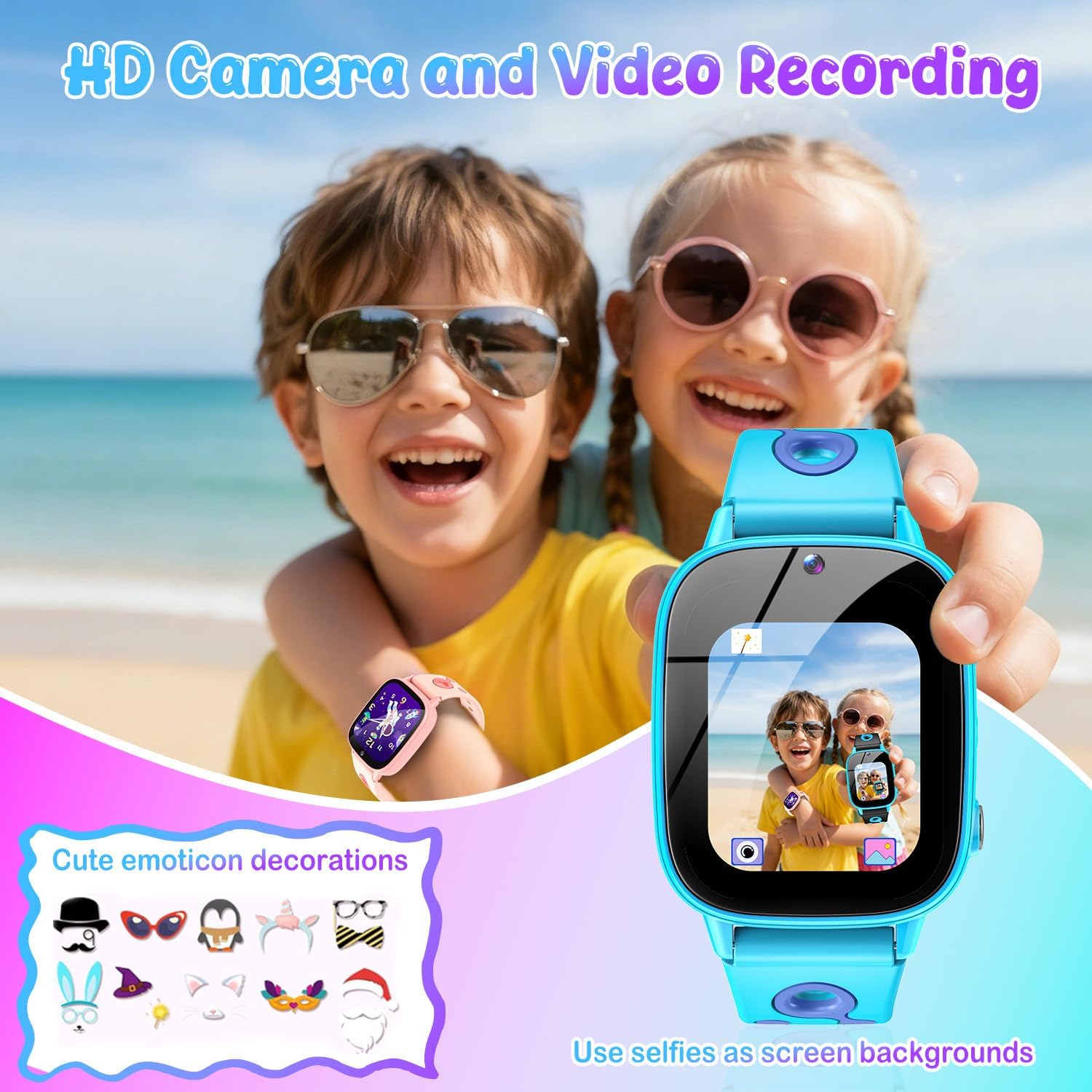 Detalle 2 de Montre Connectée Enfant Cadeaux Smartwatch 1,8" HD Caméra et Jeux – Étanche IP68 et 26 puzzles