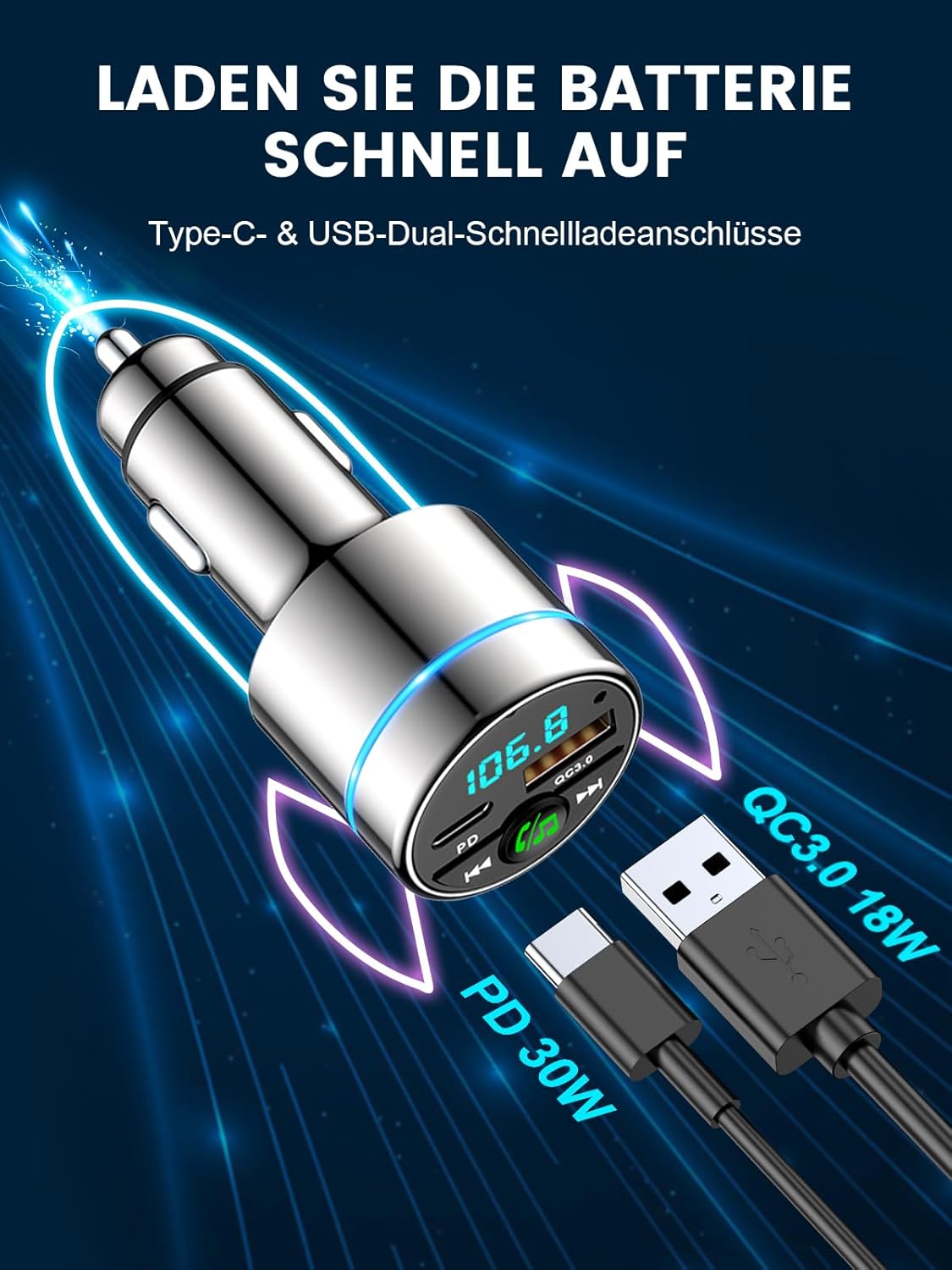 Detalle 2 de Mohard FM Transmitter Bluetooth 5.3 30W