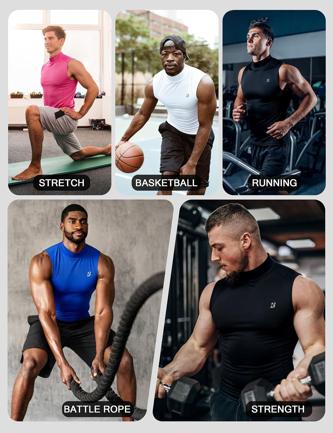 Detalle de Roadbox Men's Compression Shirt, Polyester-Spandex Blend