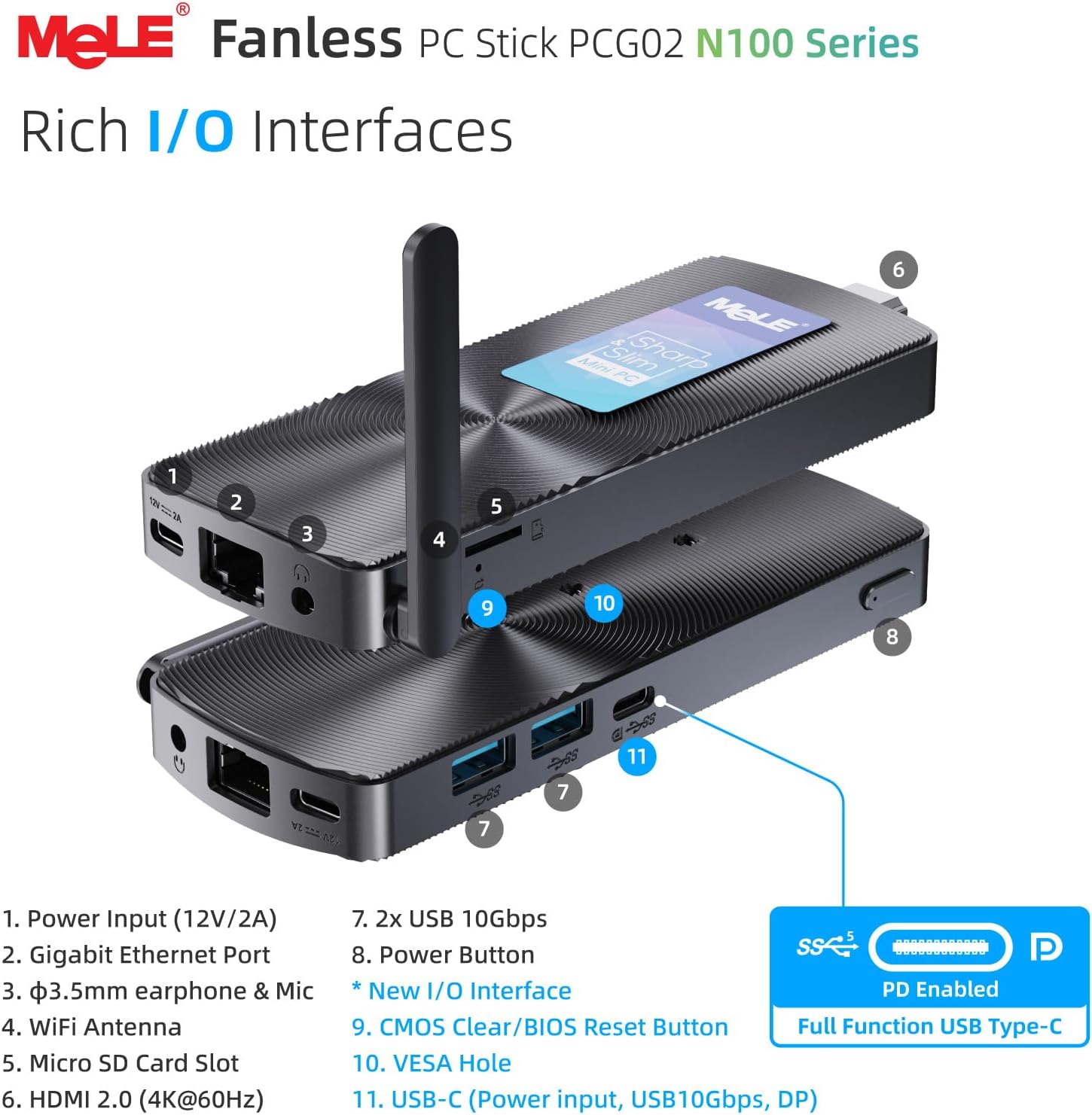 Thumbnail 5 de MeLE Fanless Mini PC Stick PCG02 (N100) — Thin, silent computing on the go