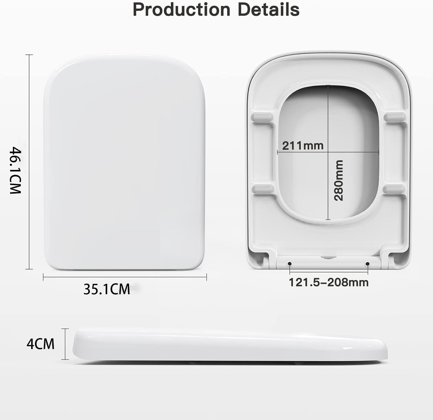 Detalle de Pipishell Square Toilet Seat 35.1×46.1 cm 🚽