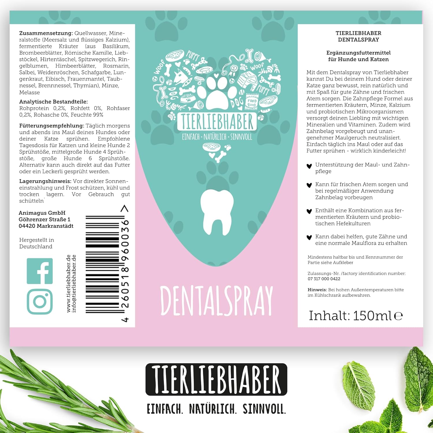 Thumbnail 6 de TIERLIEBHABER Dentalspray für Hunde zur Zahnpflege – natürlich, ohne Bürste