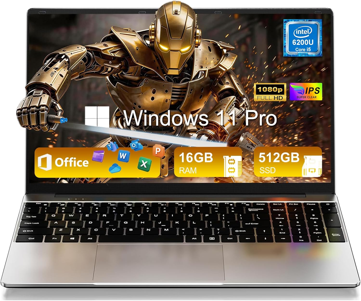 Detalle de HILLSUSU NY-18 15.6-Inch FHD Laptop, 16GB RAM, 512GB SSD