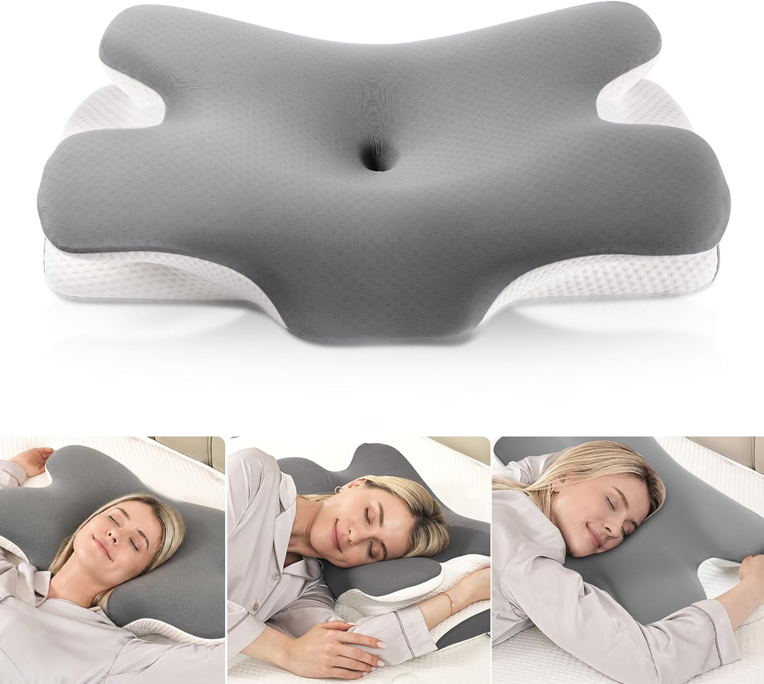 Detalle de MULISOFT Nackenkissen P-105 Memory Foam – Zwei Höhen, ergonomisch, für Seiten-, Rücken- und Bauchschläfer