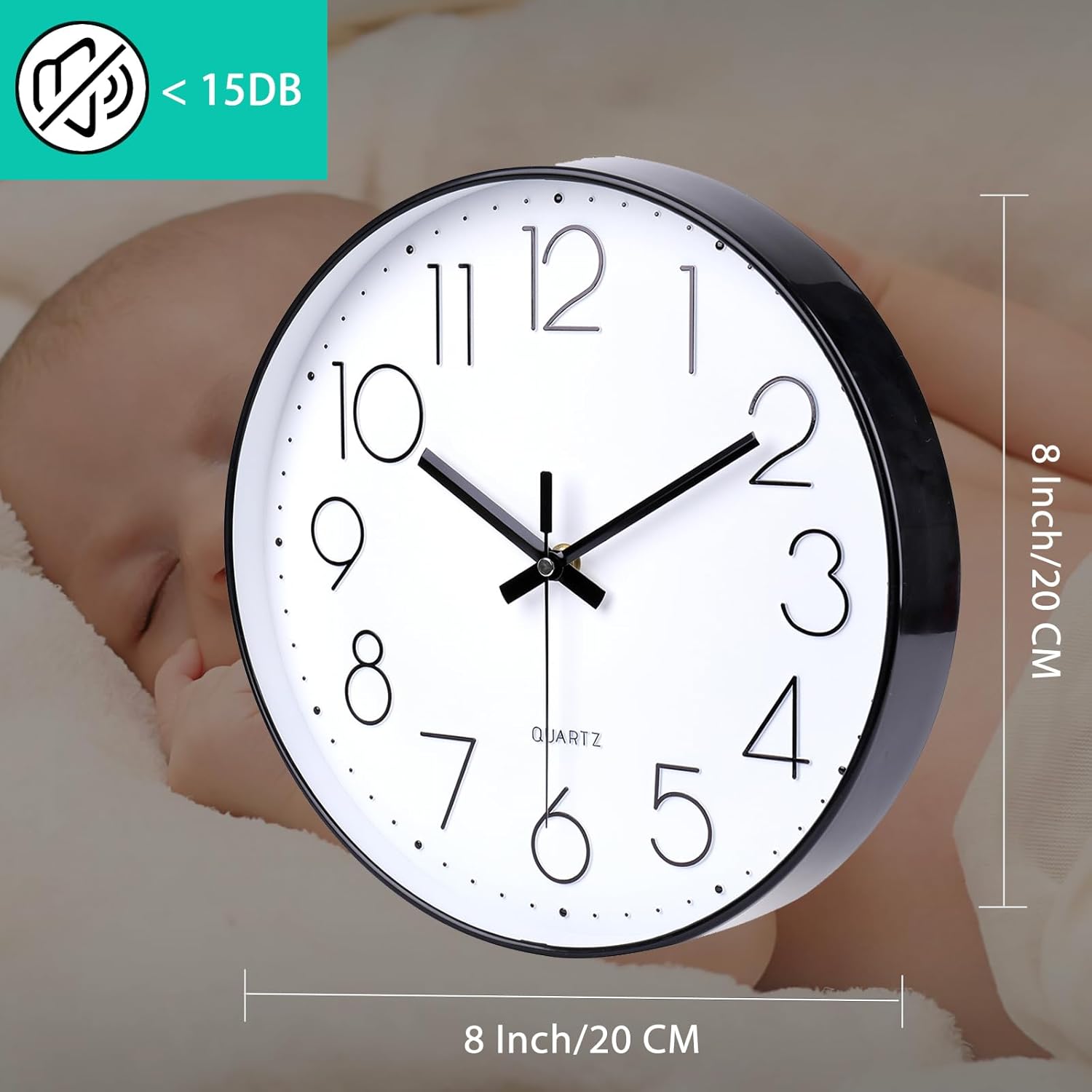 Detalle 2 de Jomparis 20 cm Quartz Wanduhr ohne Ticken