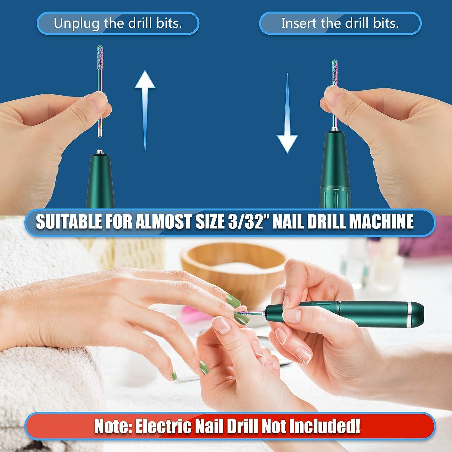 Detalle 2 de Depvko 21pcs Nail Drill Bits Set, 3/32" manicure