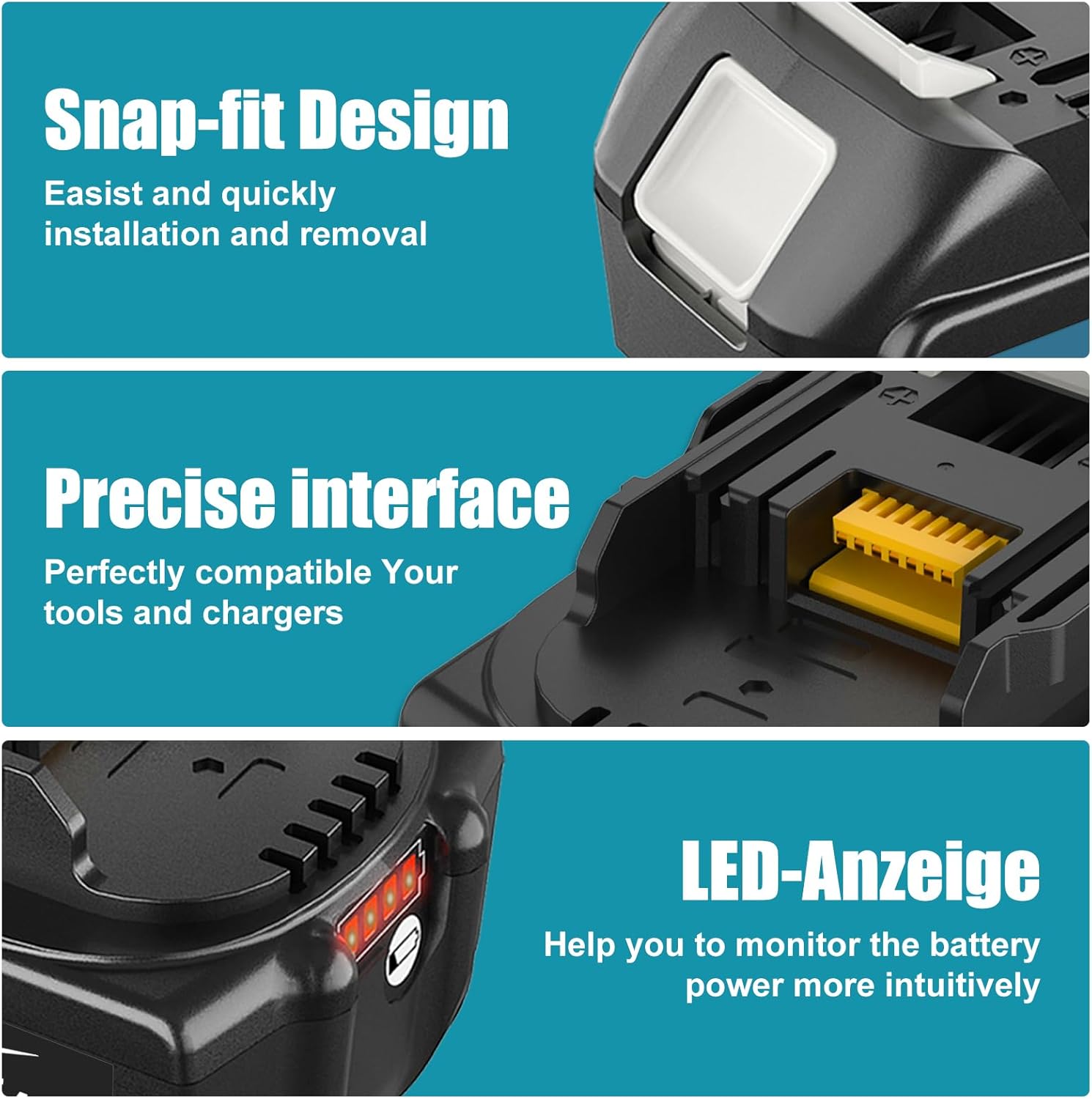 Thumbnail 2 de TOPBATT 2Packs 18V 5.5Ah Batteria BL1860 – Ricambio compatibile per Makita con Indicatore LED