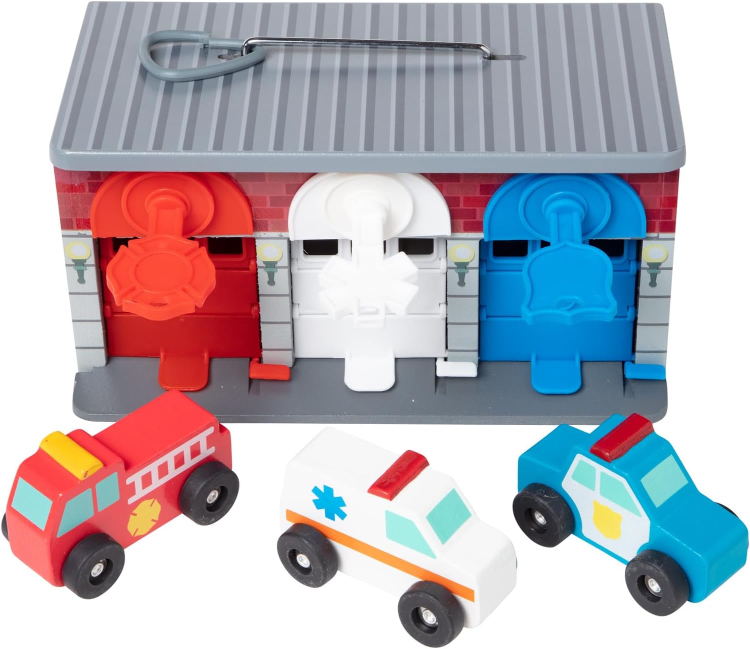 Detalle 2 de Melissa & Doug Wooden Rescue Vehicles 7-piece set