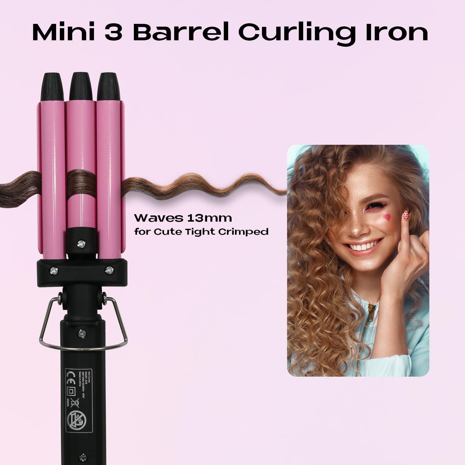 Thumbnail 2 de janelove 3 Barrels Mini Hair Waver 13mm Pink