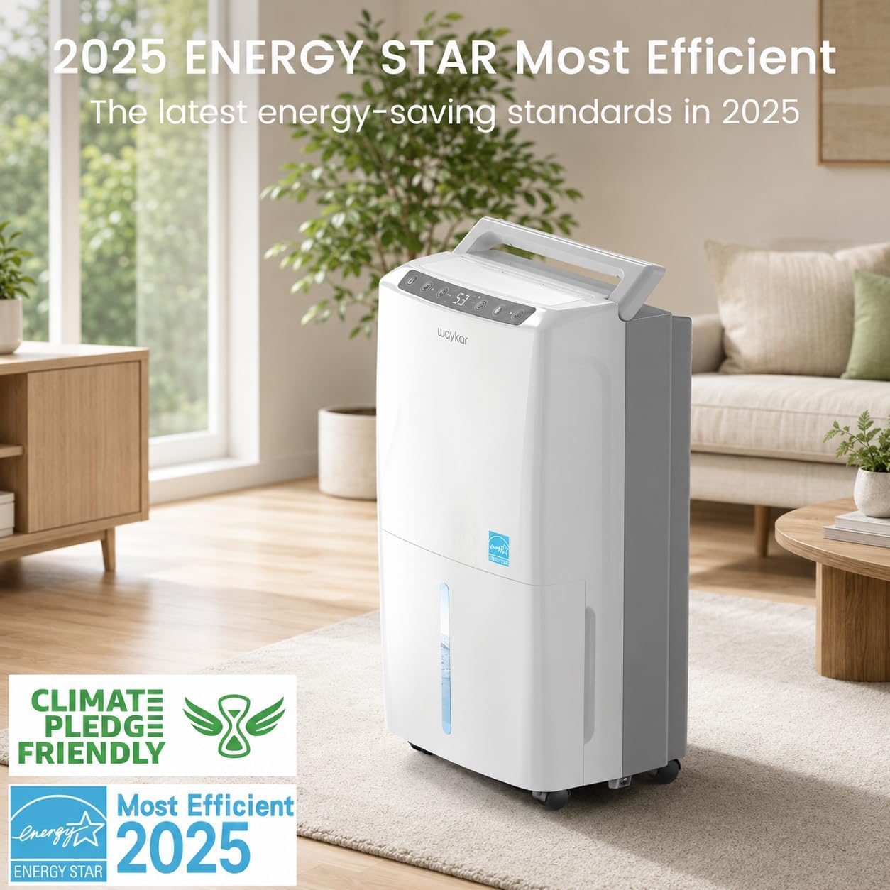 Detalle de Waykar PD160B-PRO-CA-X1 34-Pint Dehumidifier, 2,000 sq. ft., ENERGY STAR