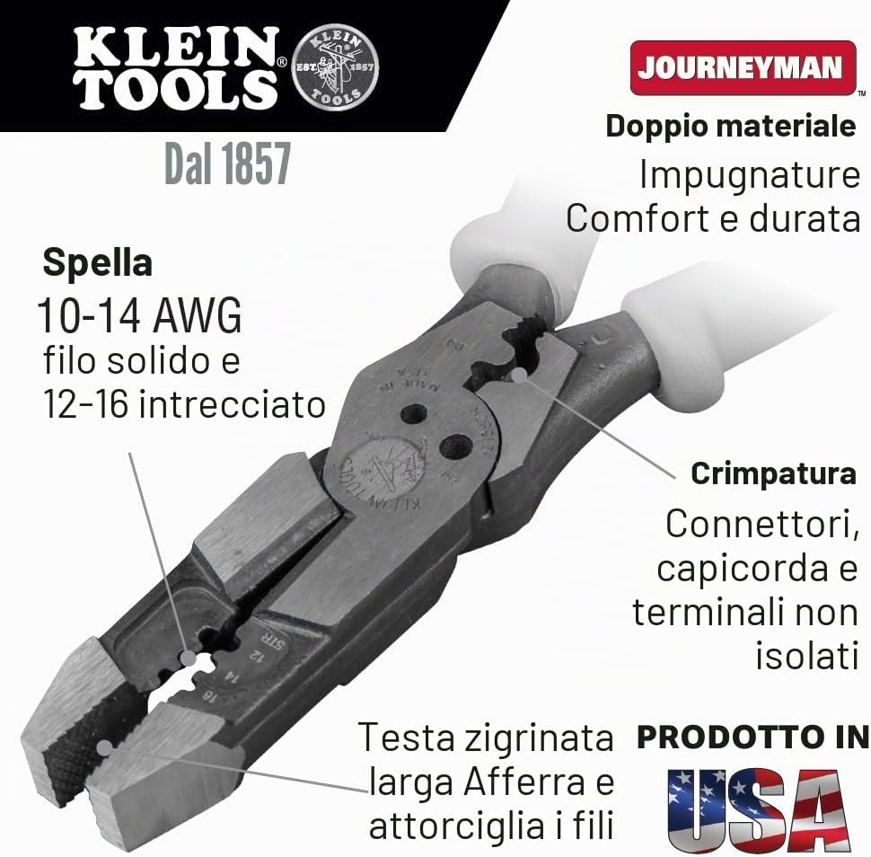 Detalle de Klein Tools J215-8CR: Pinza ibrida 3-in-1 per spellare, tagliare e crimpare (209 mm)