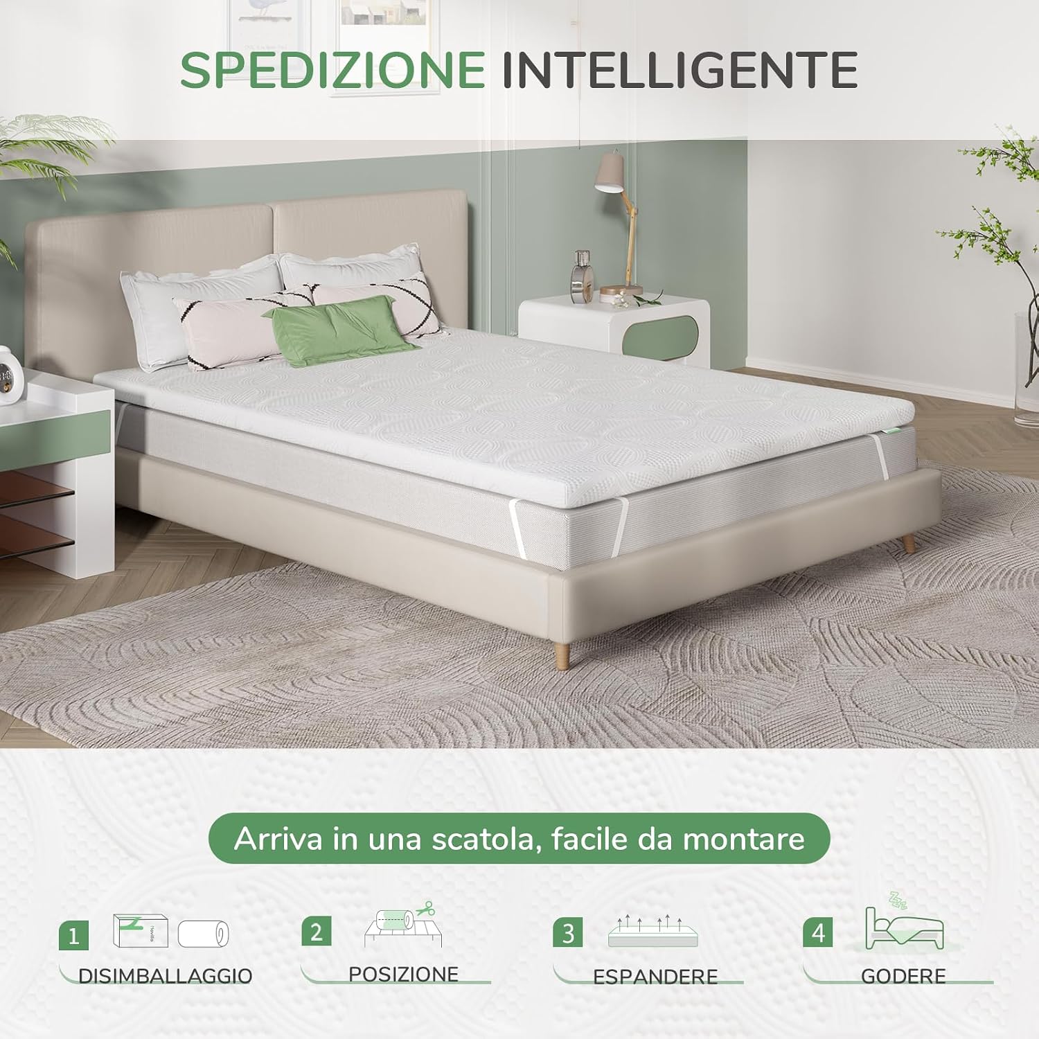 Thumbnail 6 de Novilla Topper 160x200: Memory Foam con Gel e Schiuma Traforata 5 cm, Tessuto Traspirante, Antiscivolo e Lavabile (Oeko-Tex Certificato)