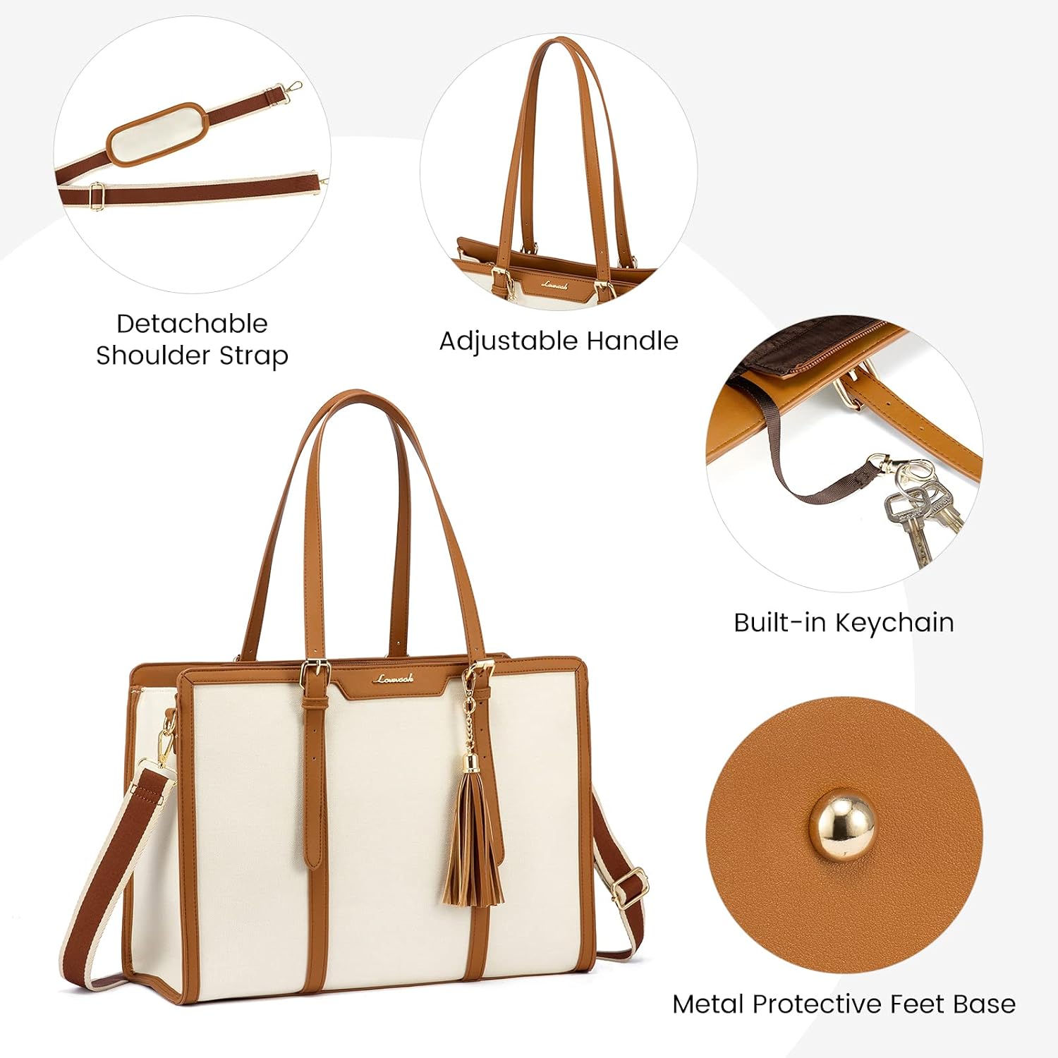 Thumbnail 5 de LOVEVOOK Laptop Tote Bag 15.6 inch Beige
