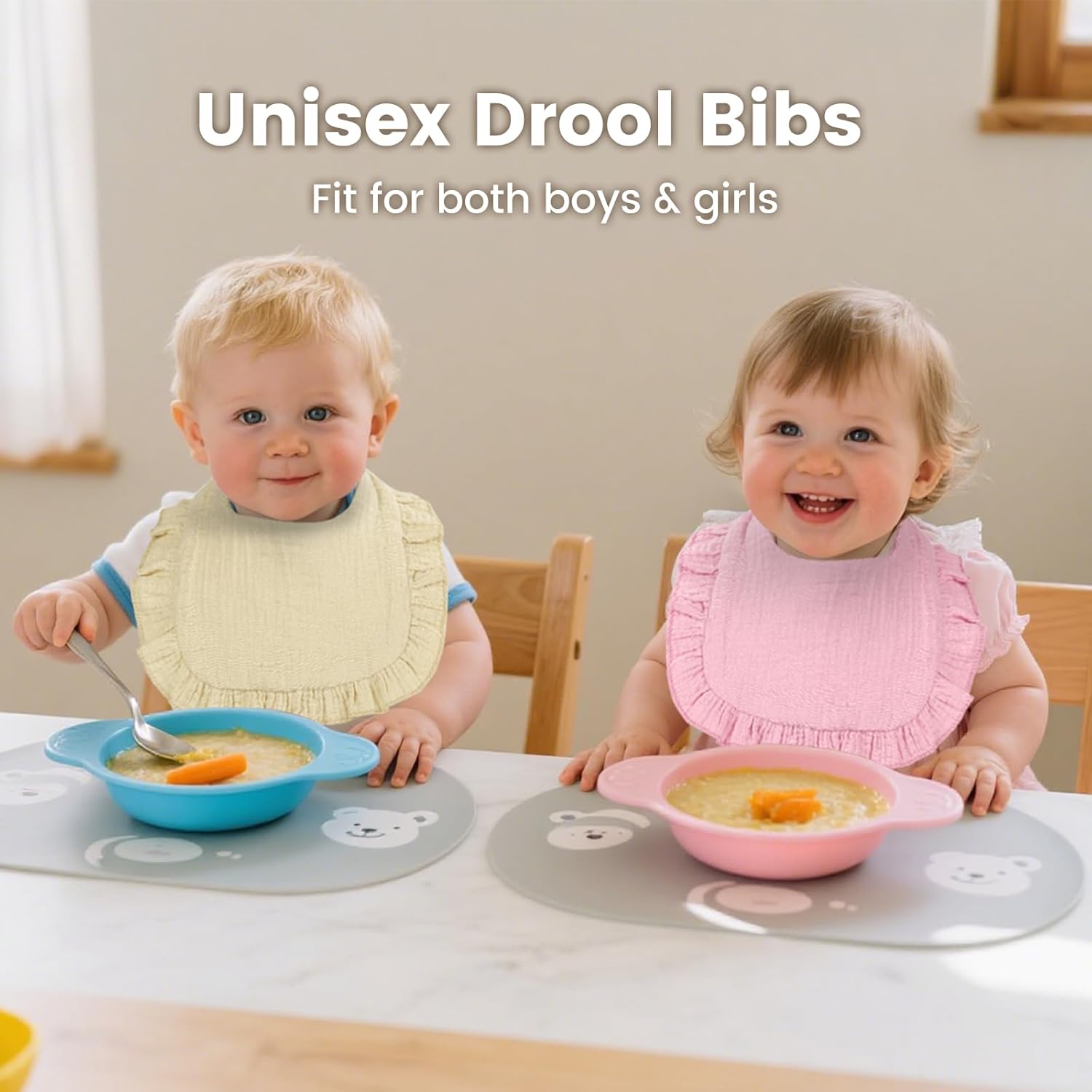 Detalle de Oiomniv Baby Bibs: 6-Pack Muslin Cotton Bandana Dribble Bibs for Newborns and Toddlers