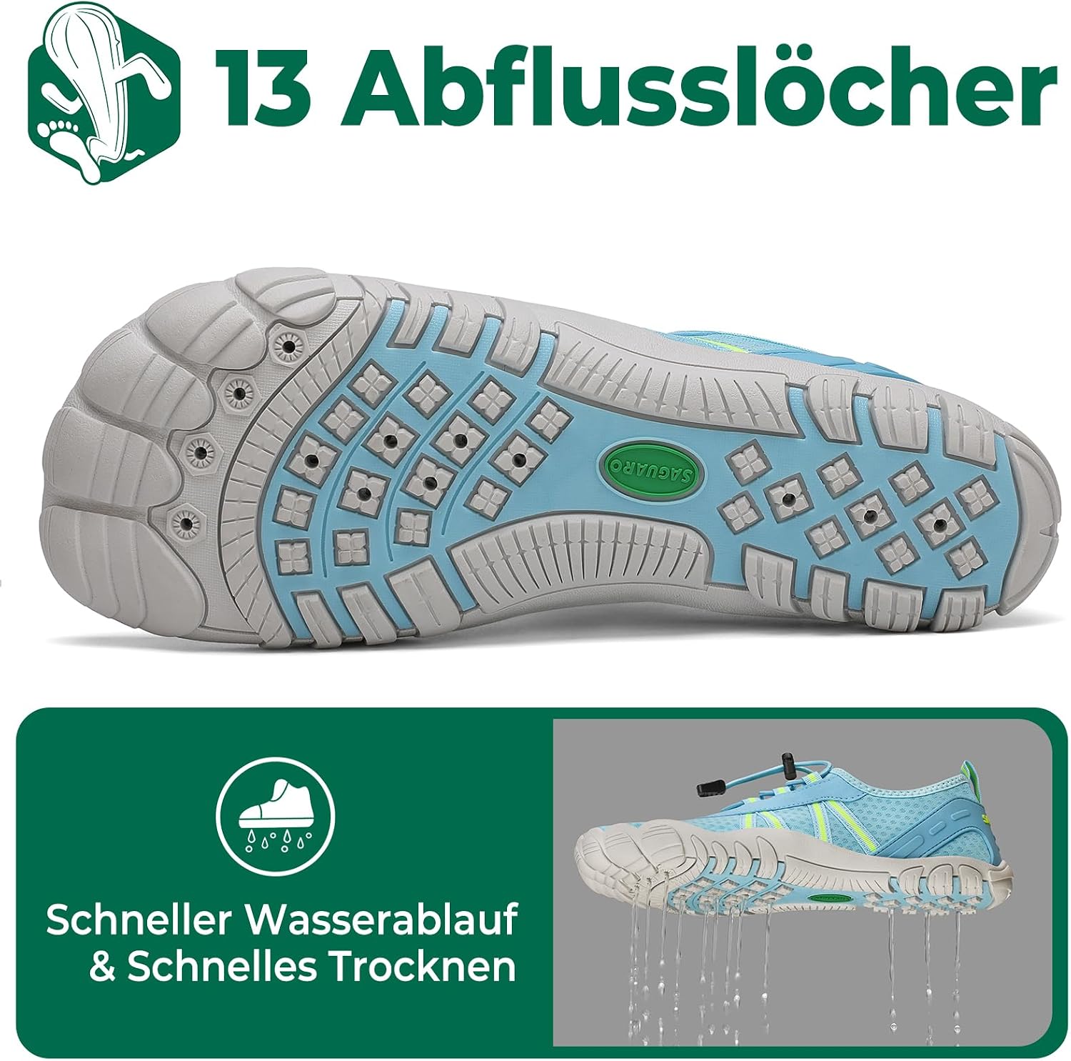 Detalle 2 de SAGUARO Wasserschuhe für Schwimmen, Gr. 36-48