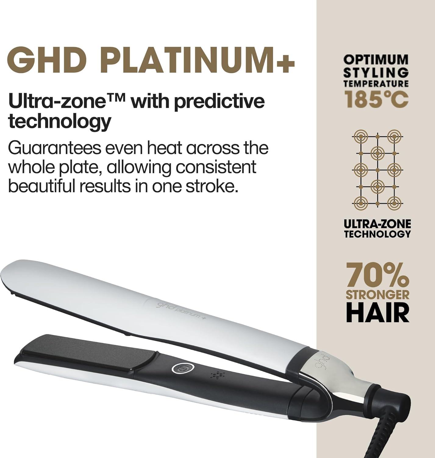 Detalle de ghd Platinum+ Hair Straightener & Professional Styler – UK Plug