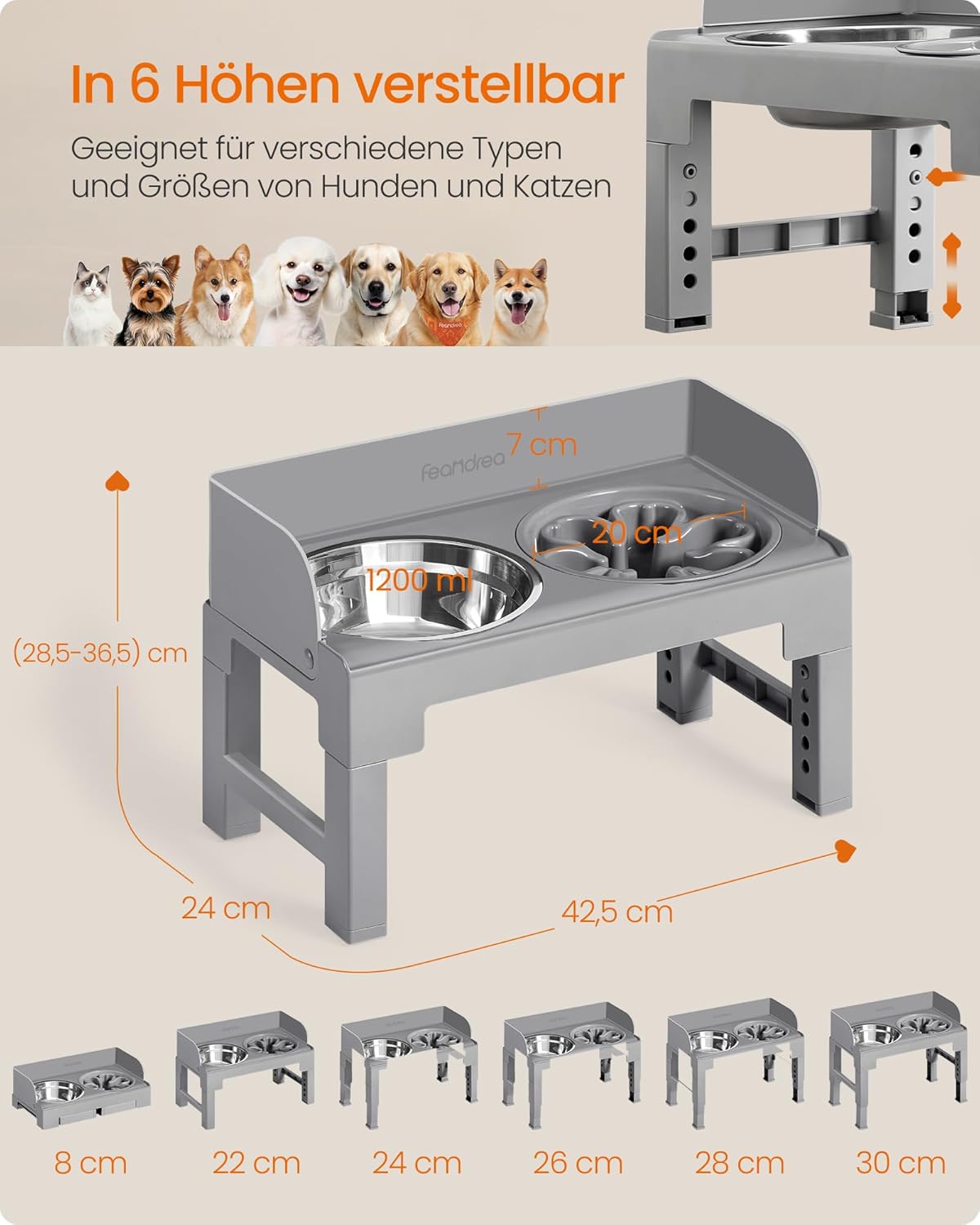 Detalle de Feandrea PRB103GD01 höhenverstellbar 30 cm