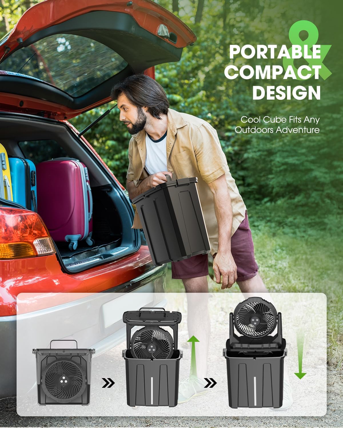 Detalle de Ausic Portable Misting Fan: 9L Outdoor Mist Fan for Hot Days