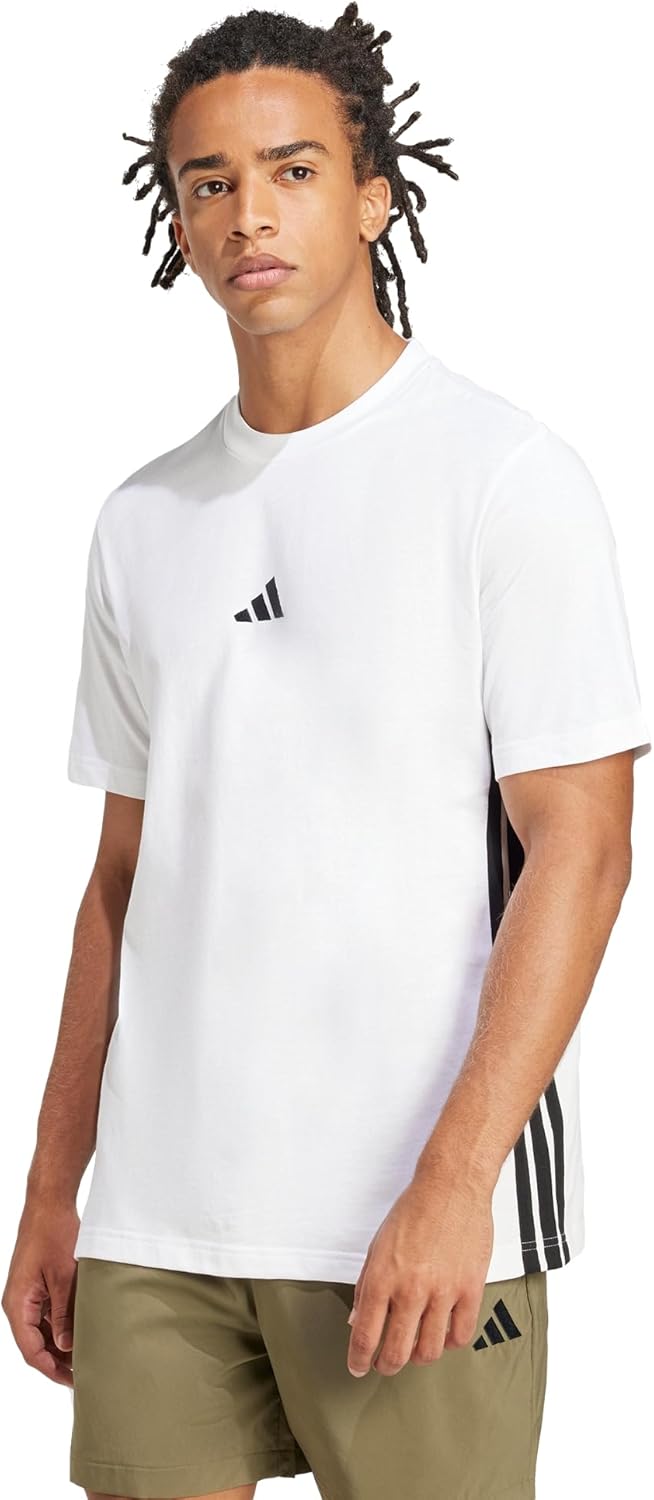 Thumbnail 4 de Adidas Herren Essential Three Stripes Single Jersey Tee – klassischer Rundhals, 100% Baumwolle