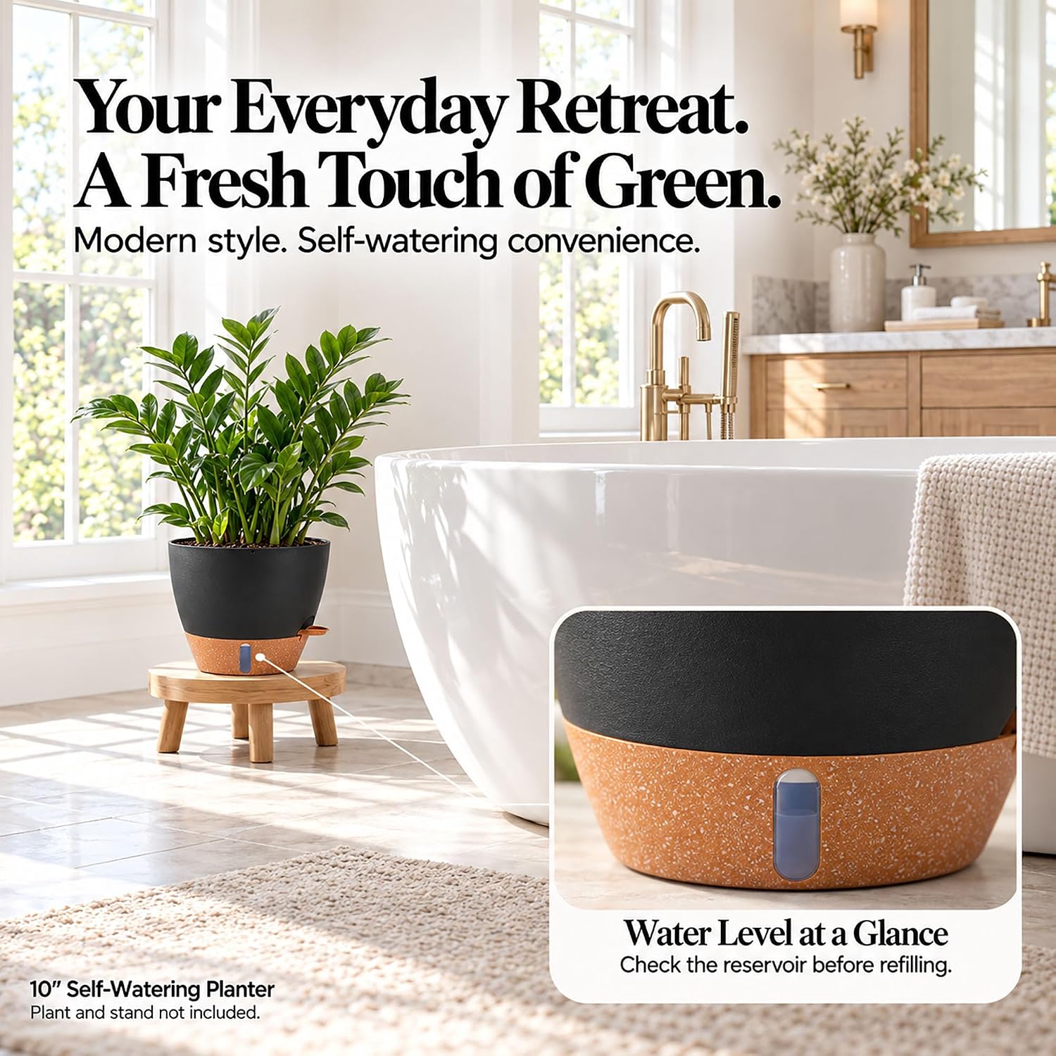 Detalle de Fielda 10-Inch Self-Watering Planters, 2-Pack with Water-Level Window