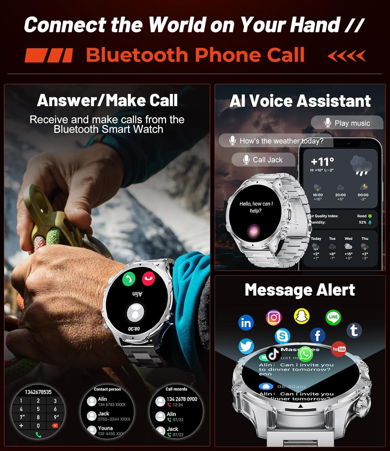 Thumbnail 3 de LIGE Smart Watch for Men with 1.85-Inch Display, 800 mAh Battery and LED Flashlight