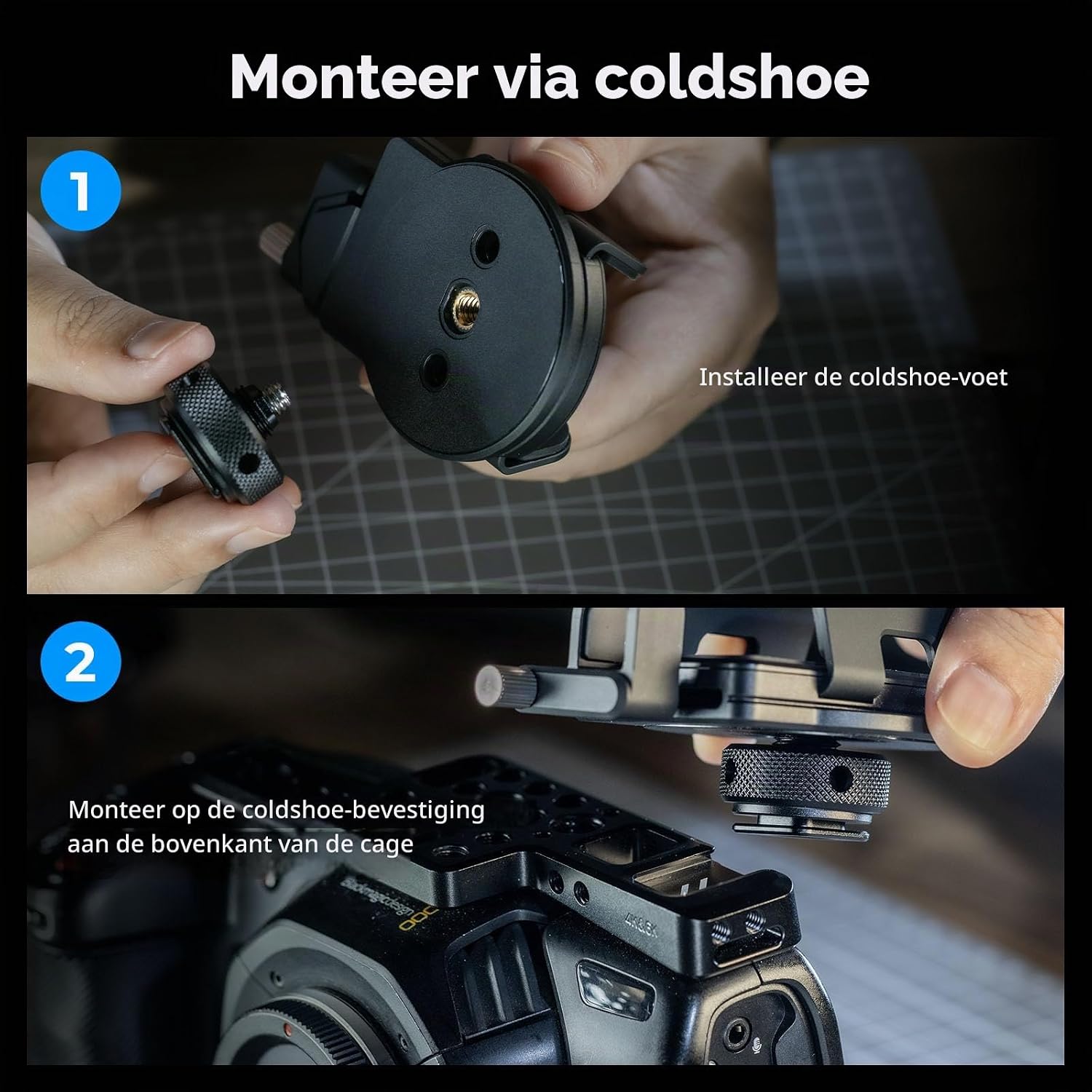 Detalle 1 de SMALLRIG 5196 universele SSD-houder met verstelbare kabelklem en Cold Shoe