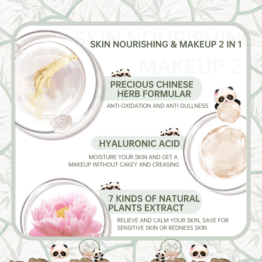 Detalle 2 de CATKIN Panda Land Air Cushion Foundation mit Volldeckkraft – Feuchtigkeitsspendend & Hautfreundlich (15g×2)