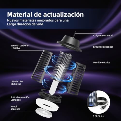 Thumbnail 2 de Lámpara Antimosquitos Axeqao 4250V con UV 20W y LED, IPX4 – Protección interior y exterior