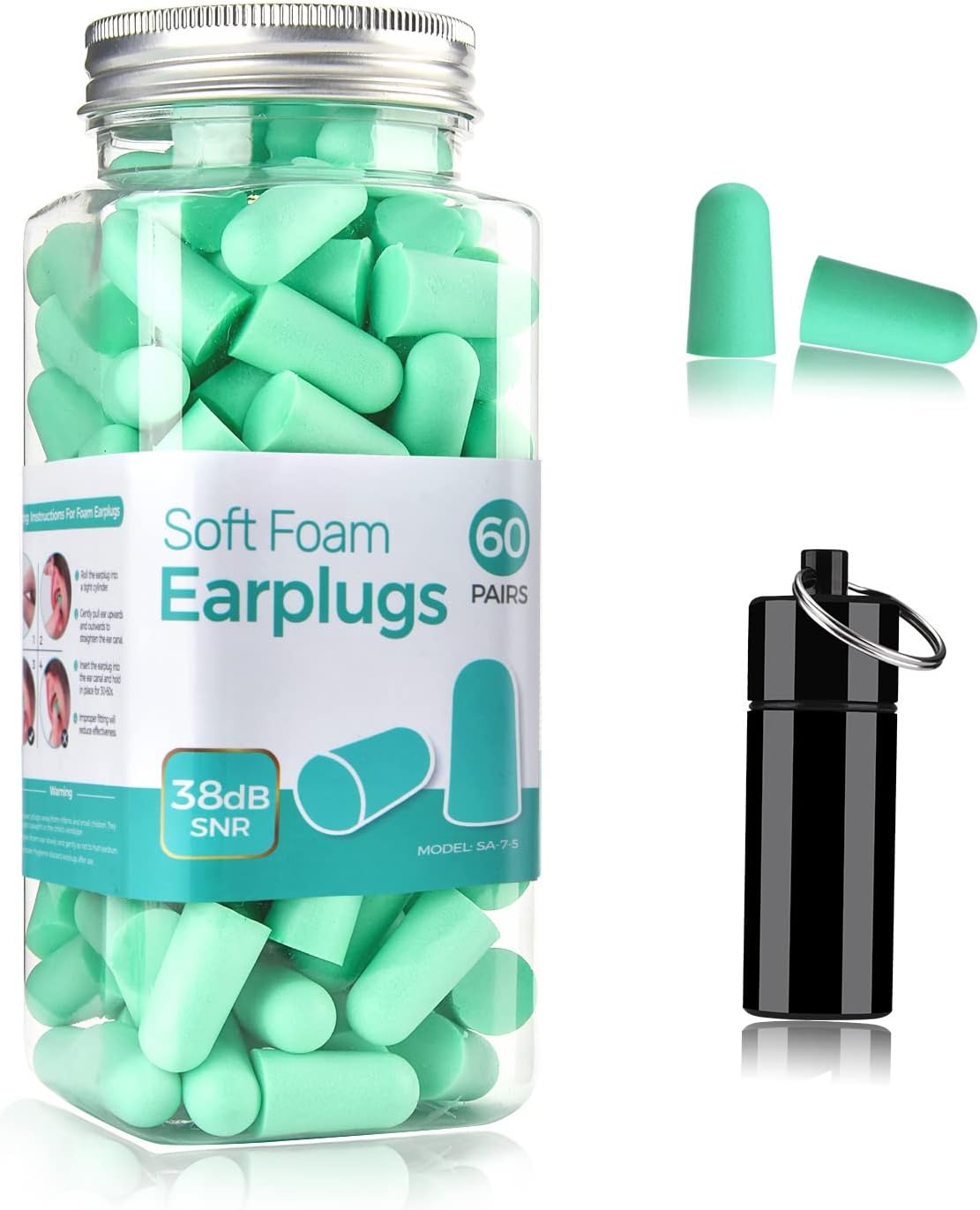 Detalle de Onhear HP133A Foam Earplugs, 60 Pairs, Slow-Rebound, 38 dB Rating