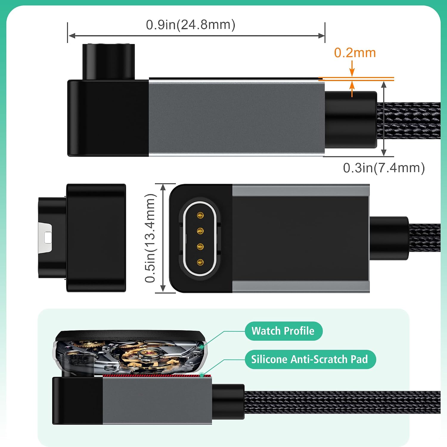 Thumbnail 6 de AGVEE CGW2-GBB81 Garmin Watch Charger, 2-Pack, 3.3ft L-Shape Cable