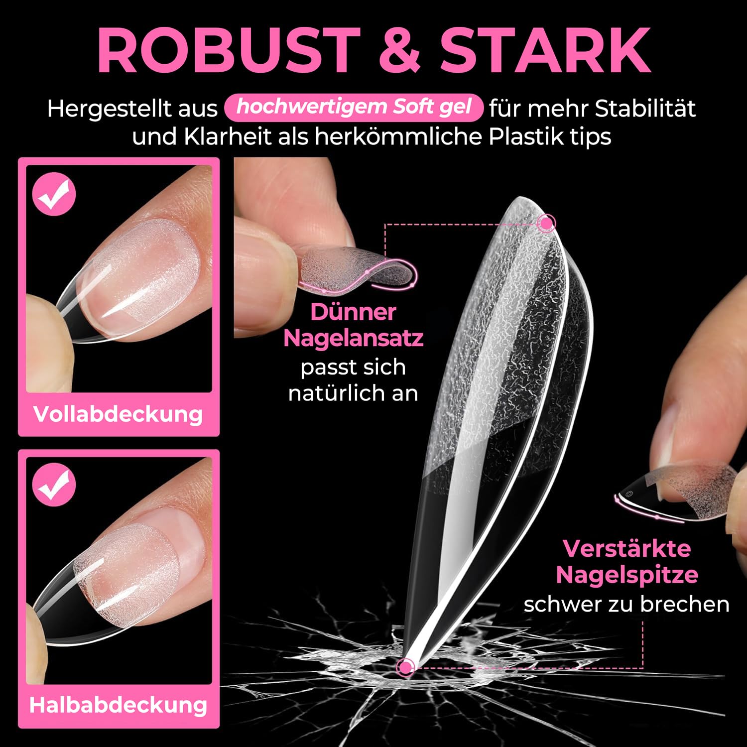 Thumbnail 5 de UNA GELLA Kurze Mandel Nageltips 216 Stück