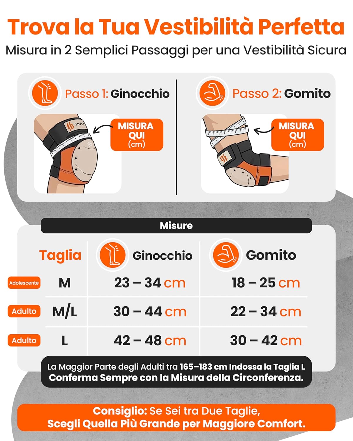 Thumbnail 3 de SKATEWIZ SHIELD Set Protezioni Adulto – Ginocchiere, Gomitiere e Polsi per Inline, Skateboard, BMX e Pattini a 4 Ruote / Taglia L / Alba Arancione
