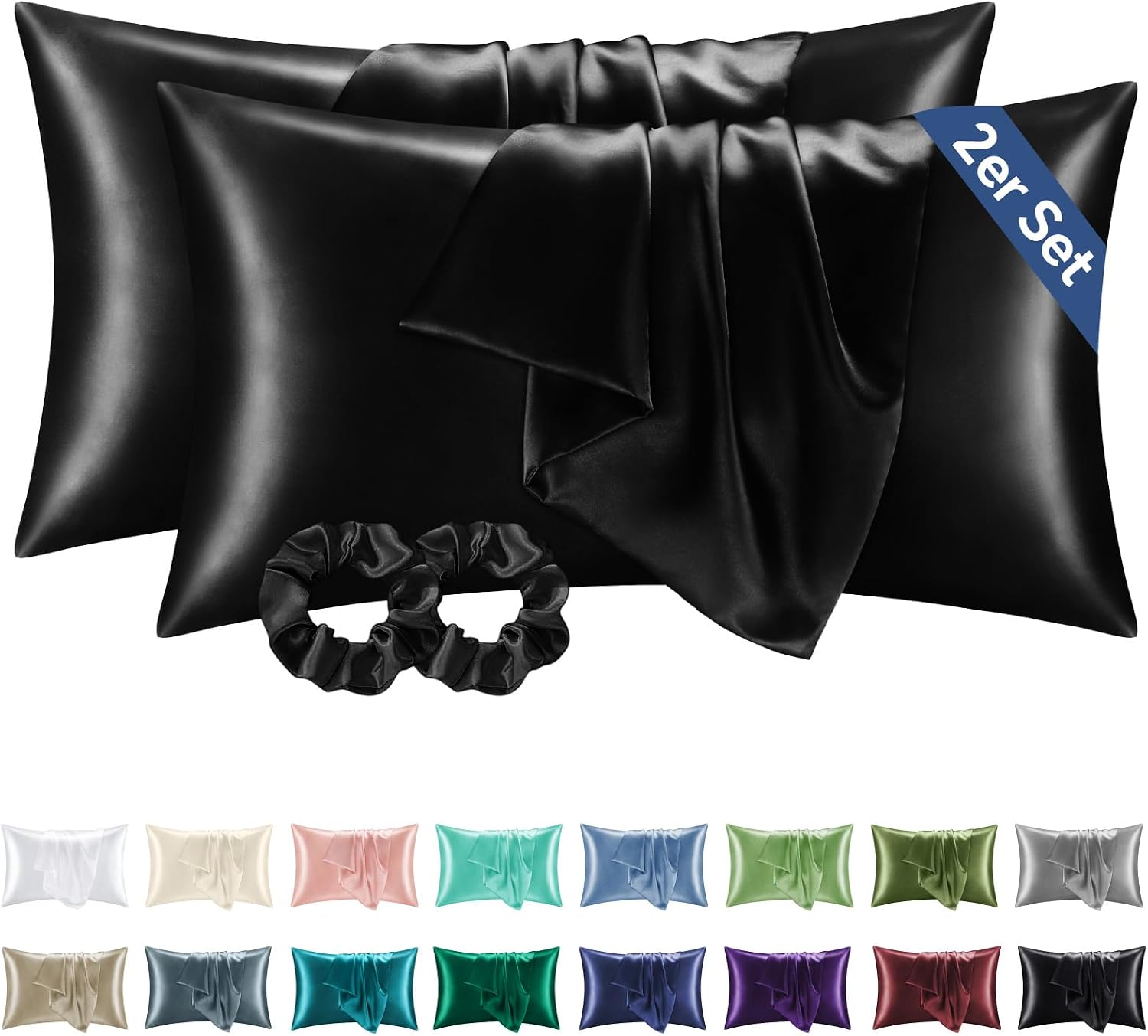 Detalle de BEDELITE Satin Kissenbezug 40 x 80, 2er Set