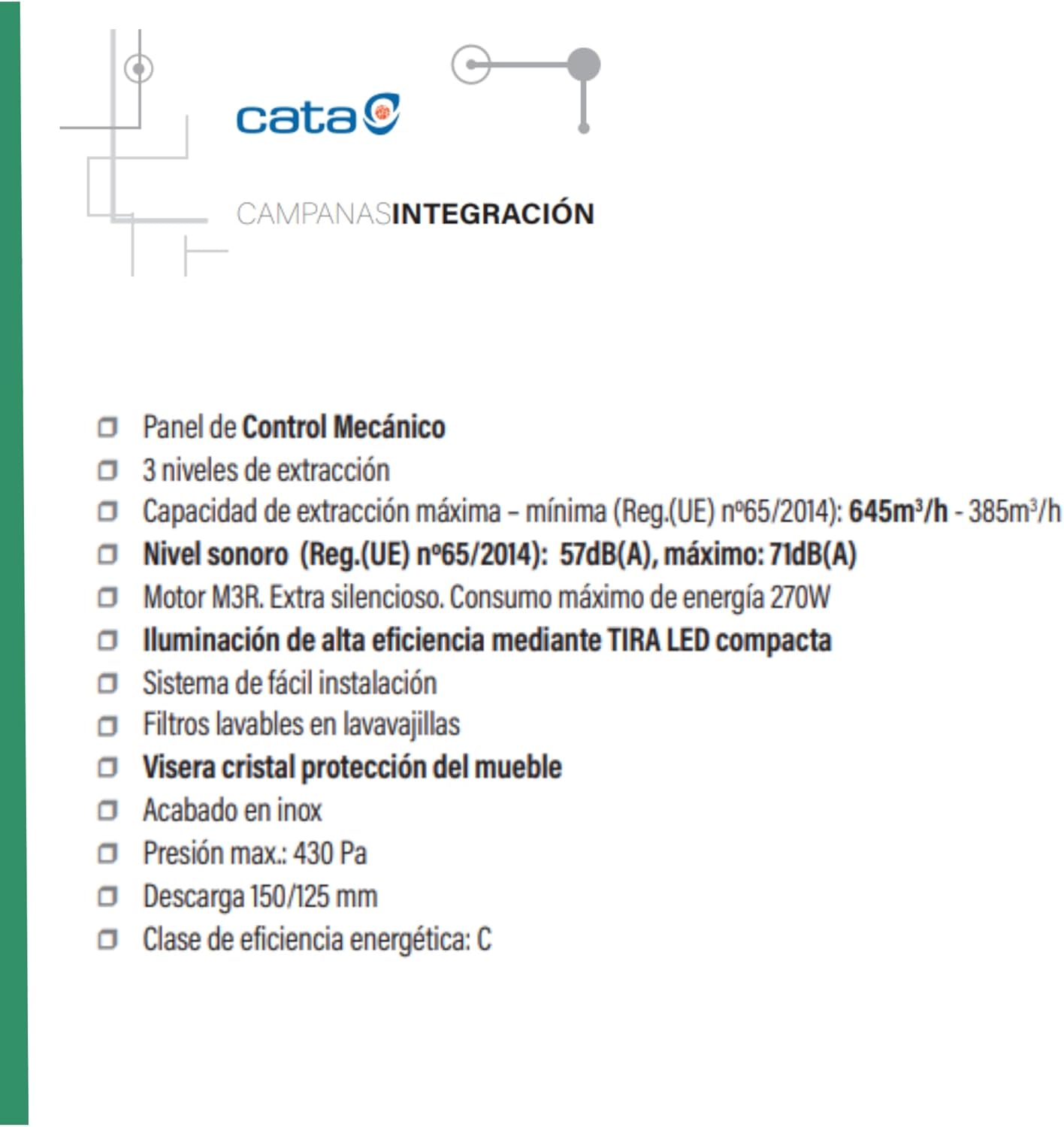 Thumbnail 1 de Cata Armonía 90 campana extractora 645 m³/h