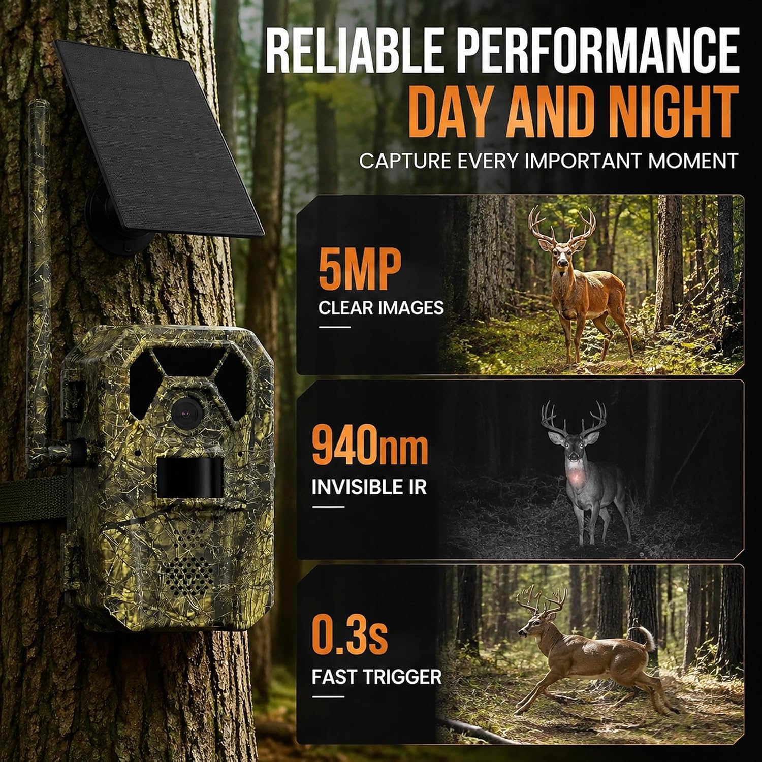Thumbnail 2 de MagicEagle H1-New 4G Cellular Trail Camera with Solar Panel, 2K Video & No-Glow IR