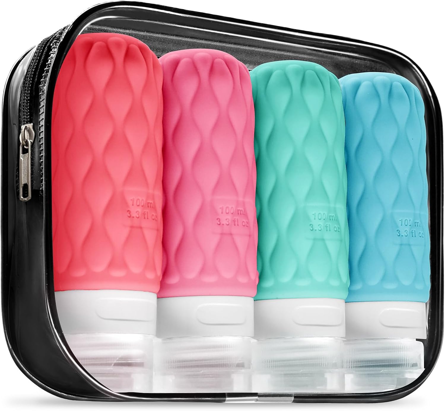 Lericttor 100ml Silicone Travel Bottles – Leakproof, Refillable Set with Labels & Clear Bag
