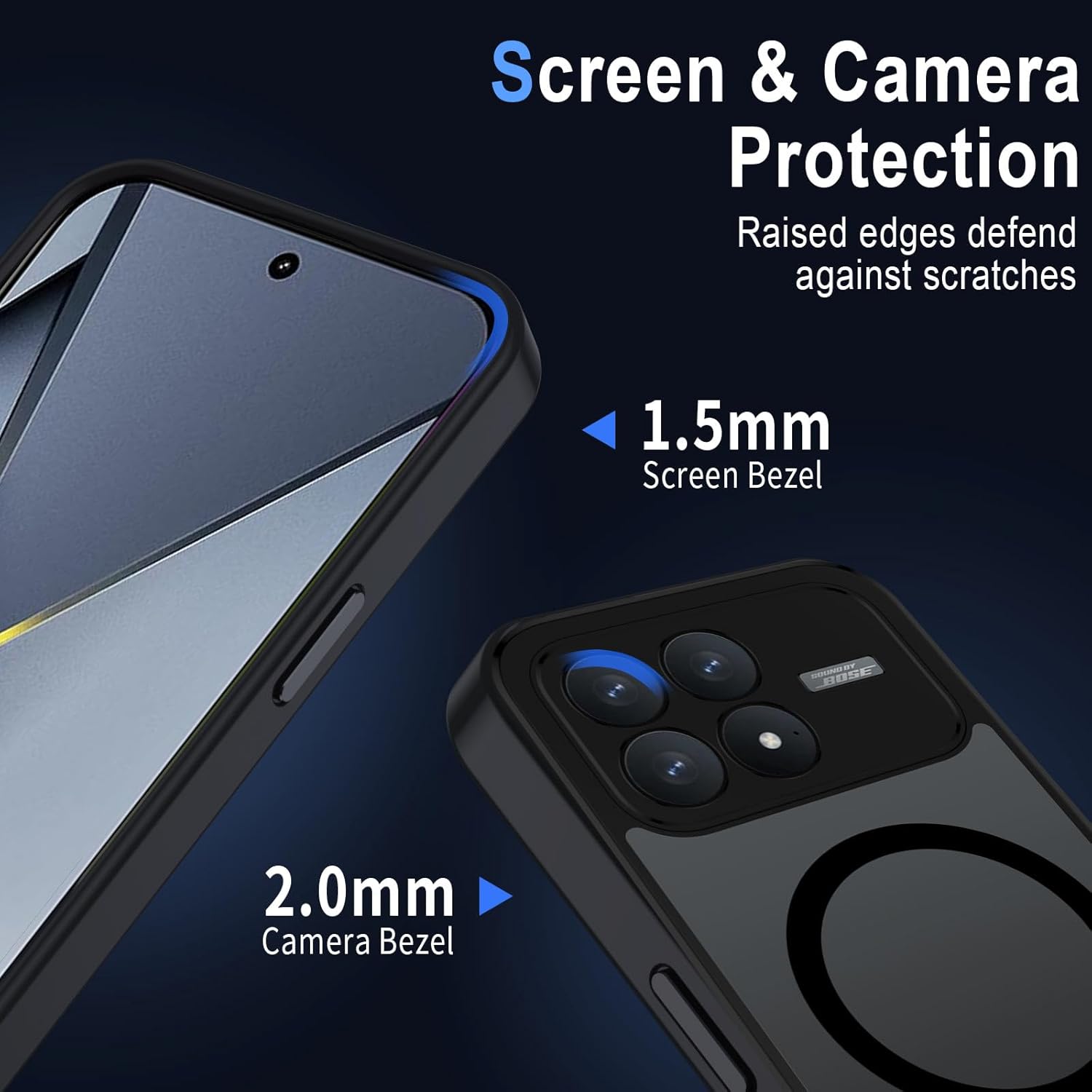 Thumbnail 2 de XTCASE Coque magnétique pour Xiaomi POCO F8 Pro – Transparent noir, protection renforcée