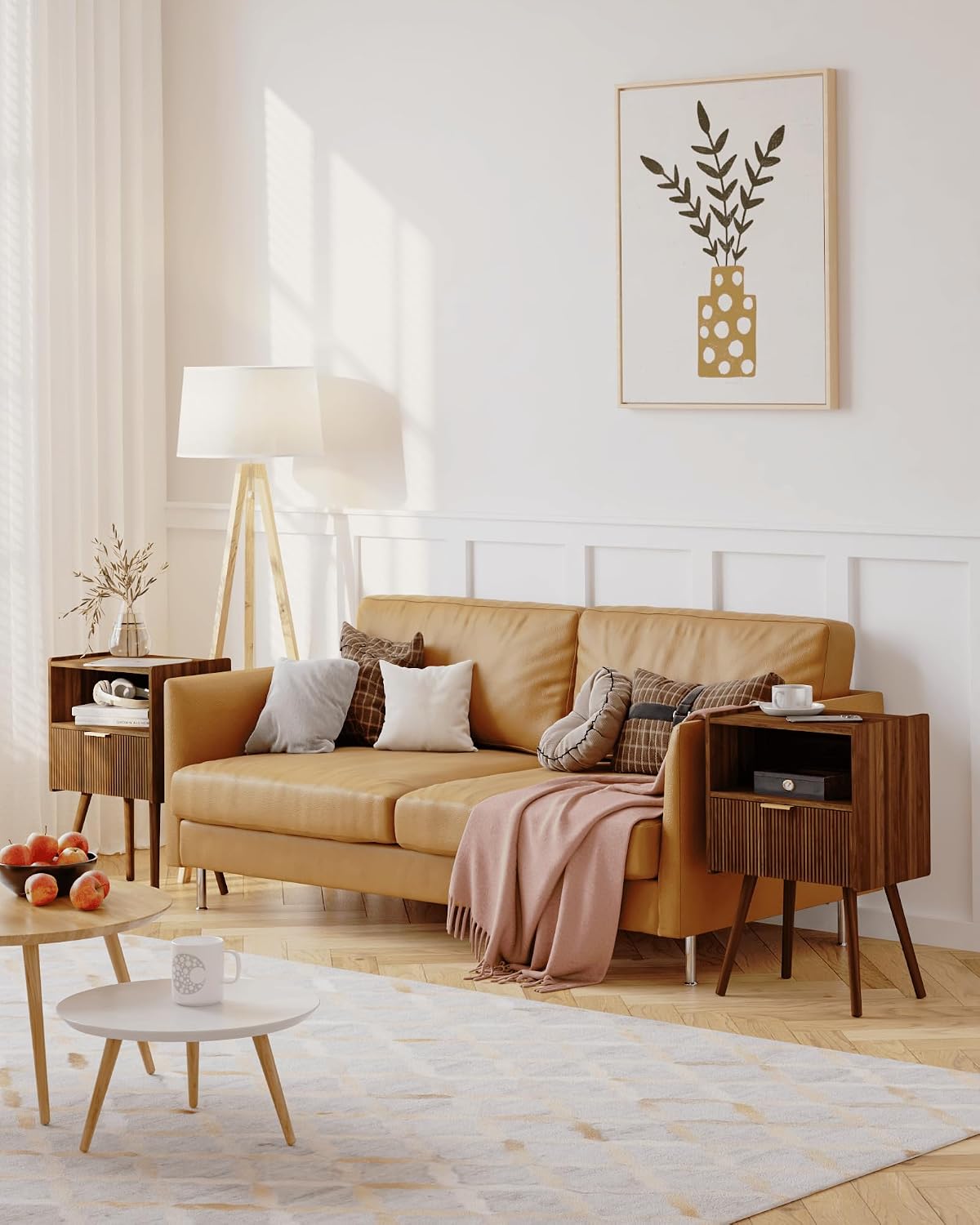 Detalle de JOONEE Nightstand Walnut Brown with Drawer