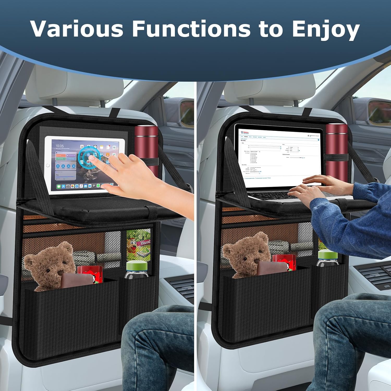 Thumbnail 3 de Oneyus Auto Organizer car seat protector with tray