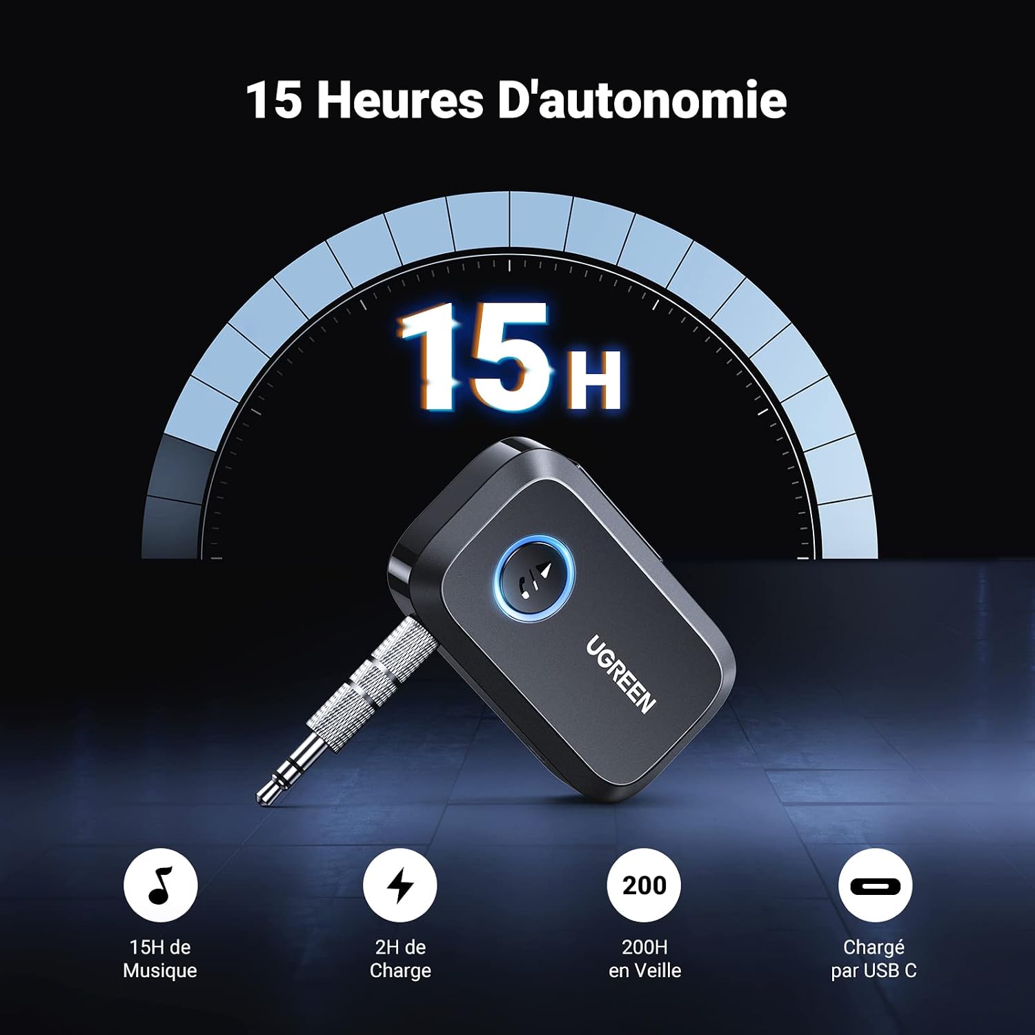 Detalle 2 de UGREEN Récepteur Bluetooth 6.0 Jack 15h