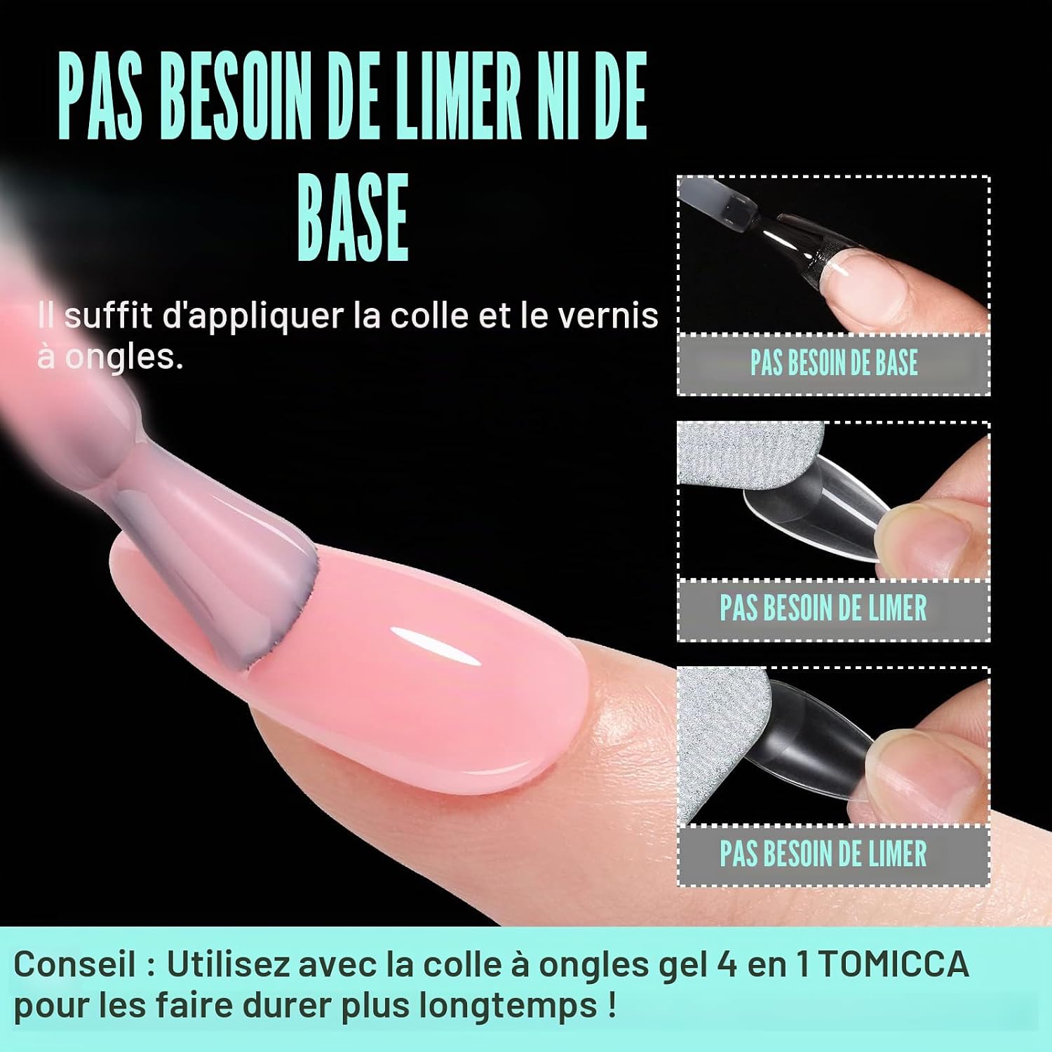 Thumbnail 4 de TOMICCA Capsules d’ongles gel souple Amande Court (12 tailles, 240 pièces) pour pose américaine