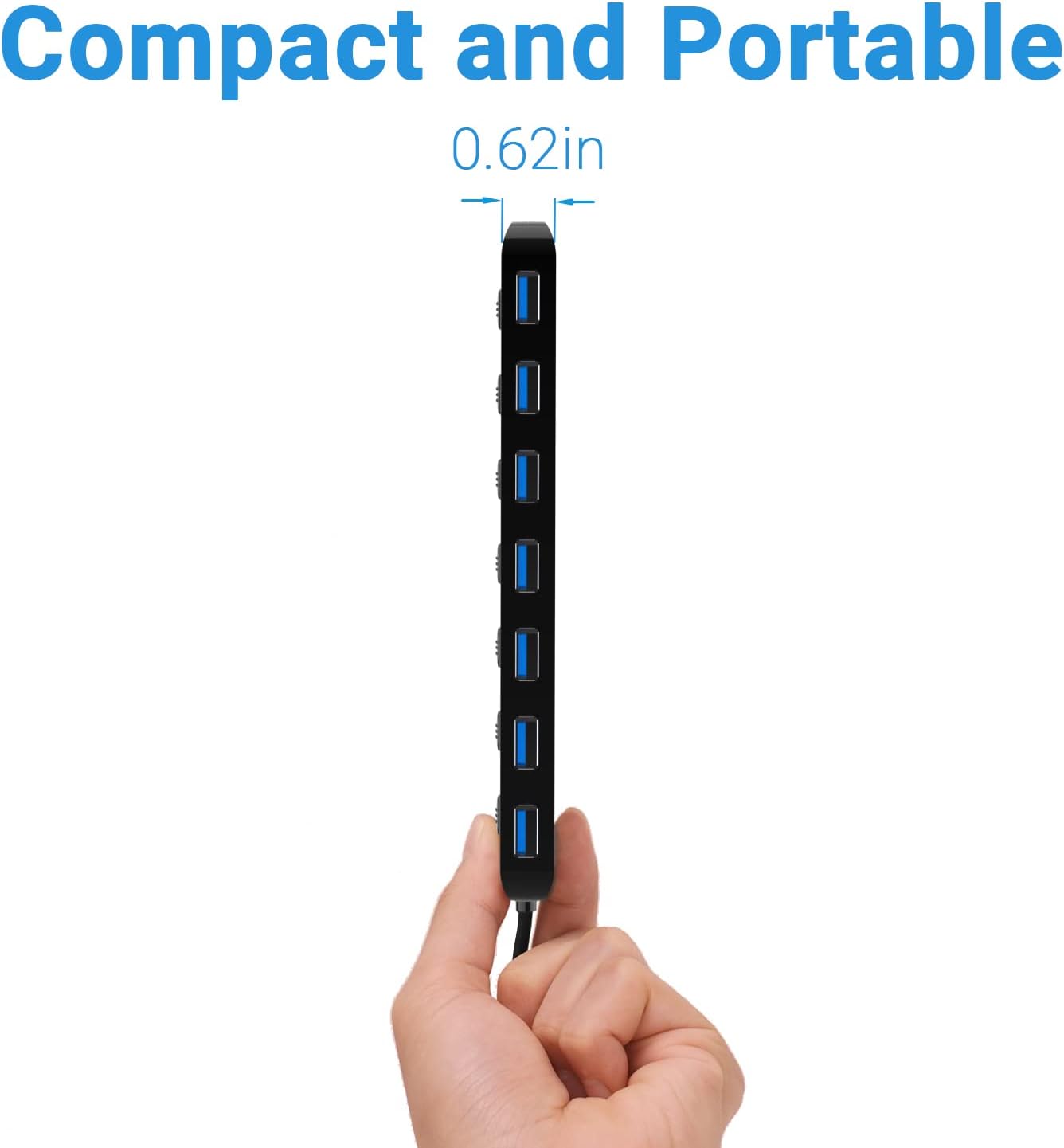 Thumbnail 5 de atolla 7 ports USB 3.0 Hub Splitter ultra fin avec interrupteurs individuels et extension 100 cm