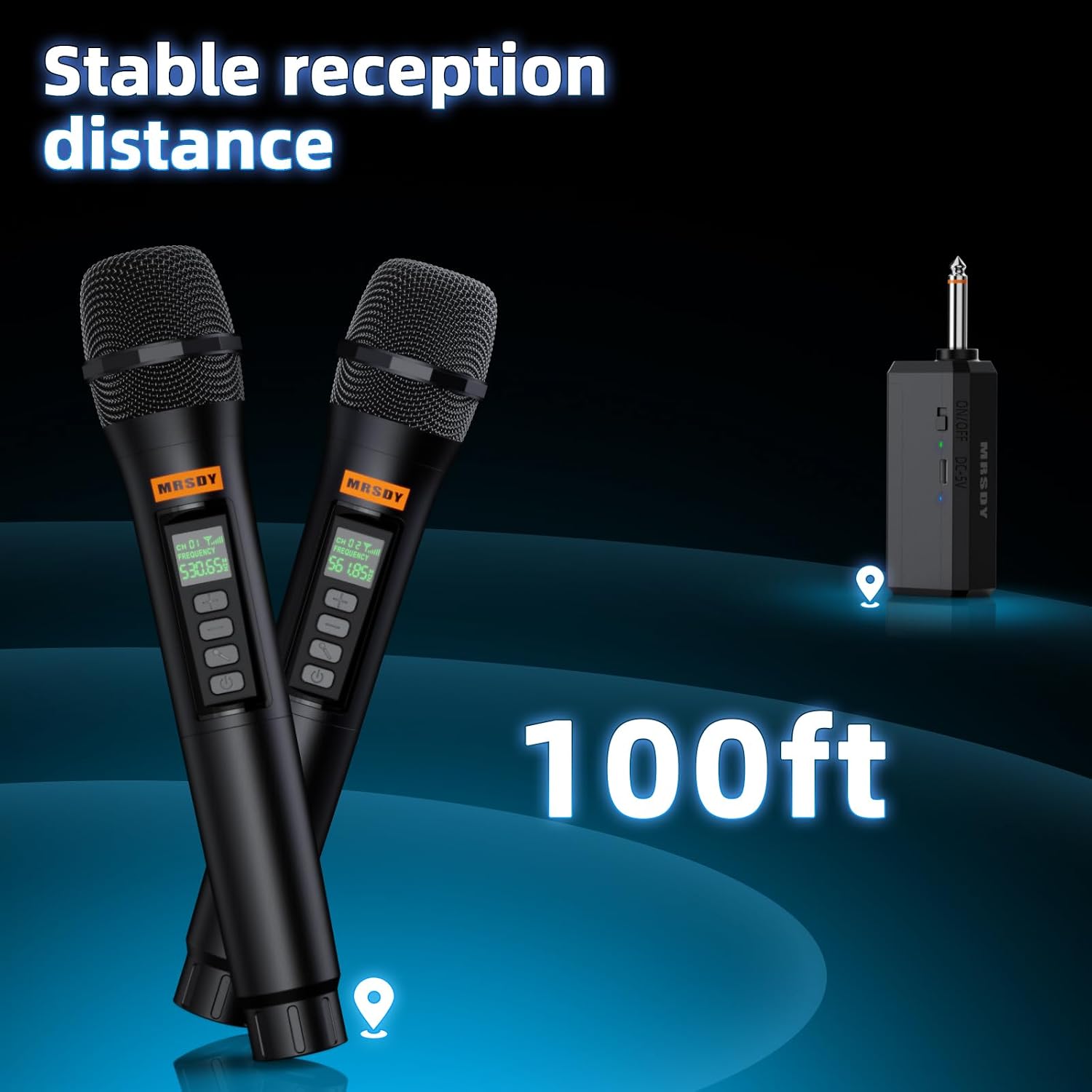 Detalle 2 de MRSDY U9-2 Wireless Handheld Microphone Set, Dual Channel, 2.4GHz