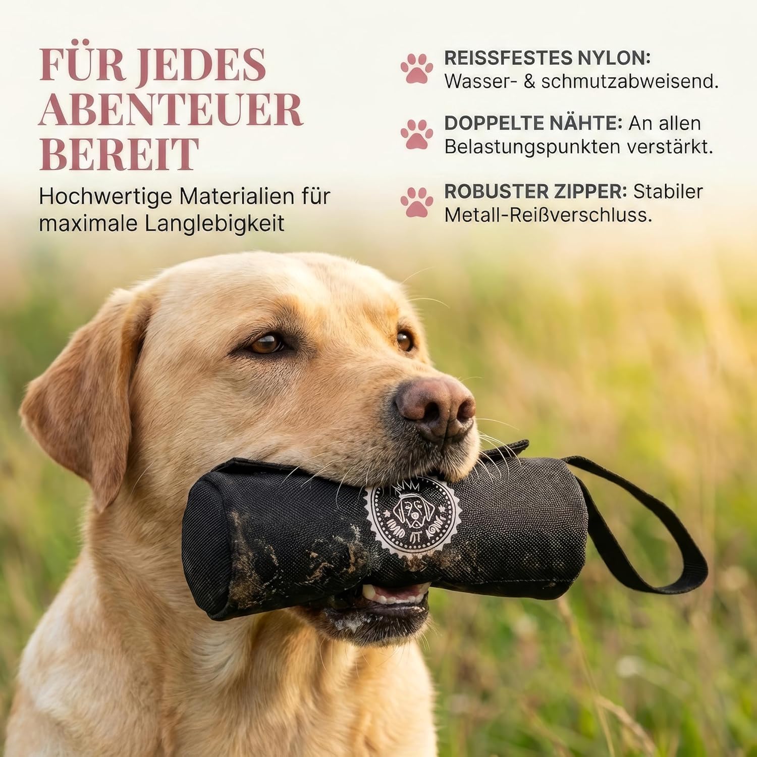 Detalle de HUND IST KÖNIG Futterdummy für Hunde – Apportierbeutel für Training mit 0,7L Fassungsvermögen