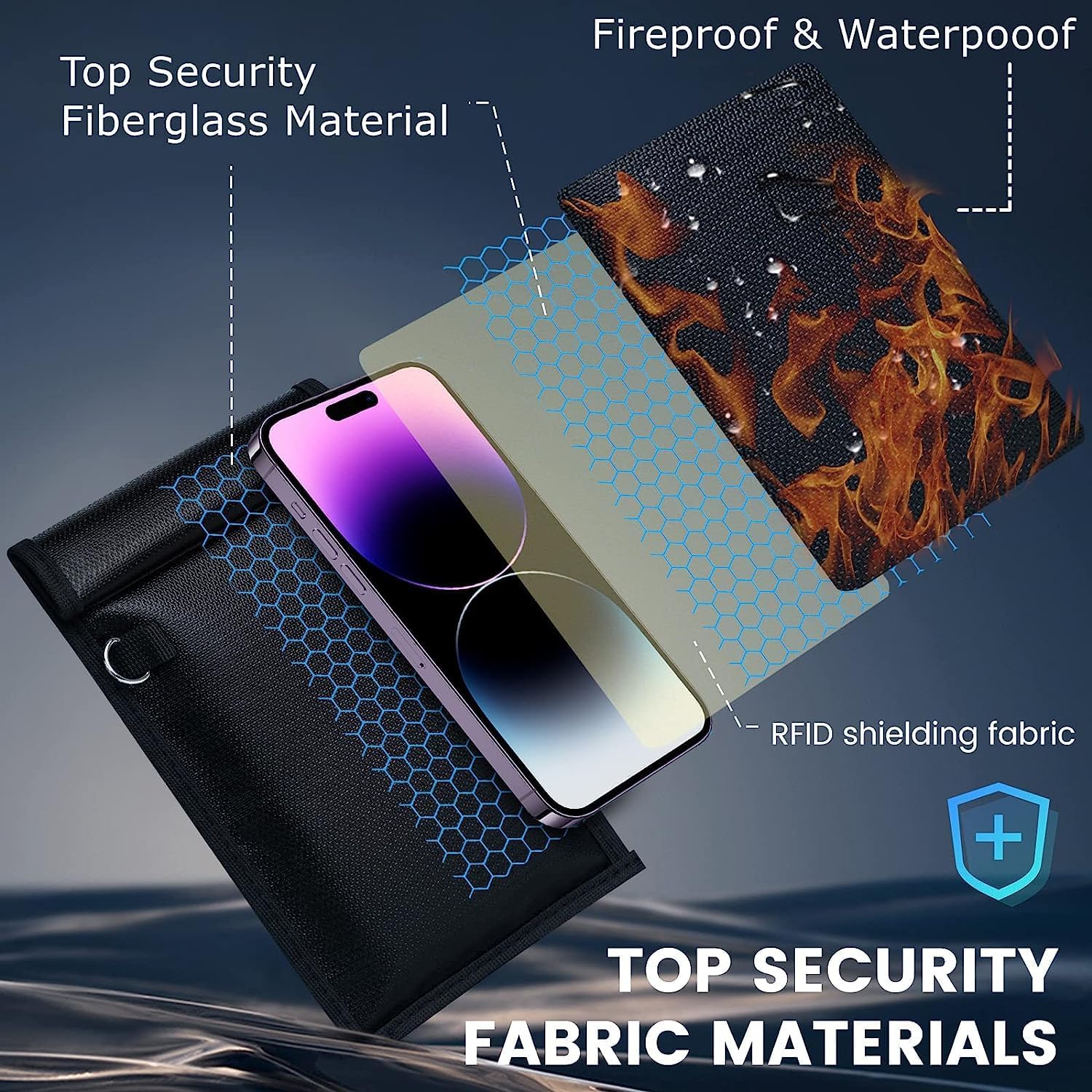 Detalle de Simket Faraday Bag 2-Pack for Phones and Keys 🛡