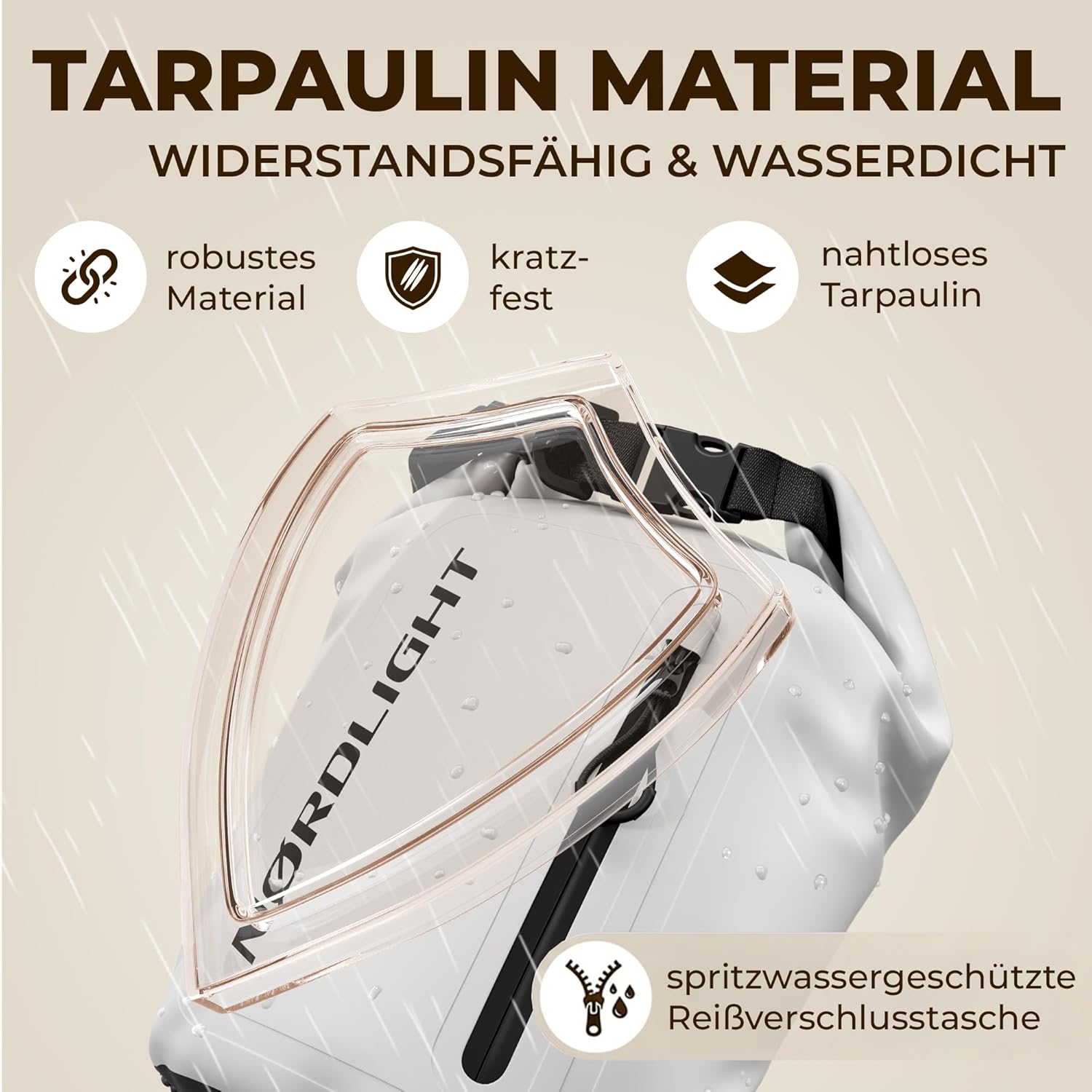 Thumbnail 4 de Nordlight Dry Bag 20 Liter wasserdichte Tasche mit Handyhülle (Roll-Top) und Schultergurt – weiß